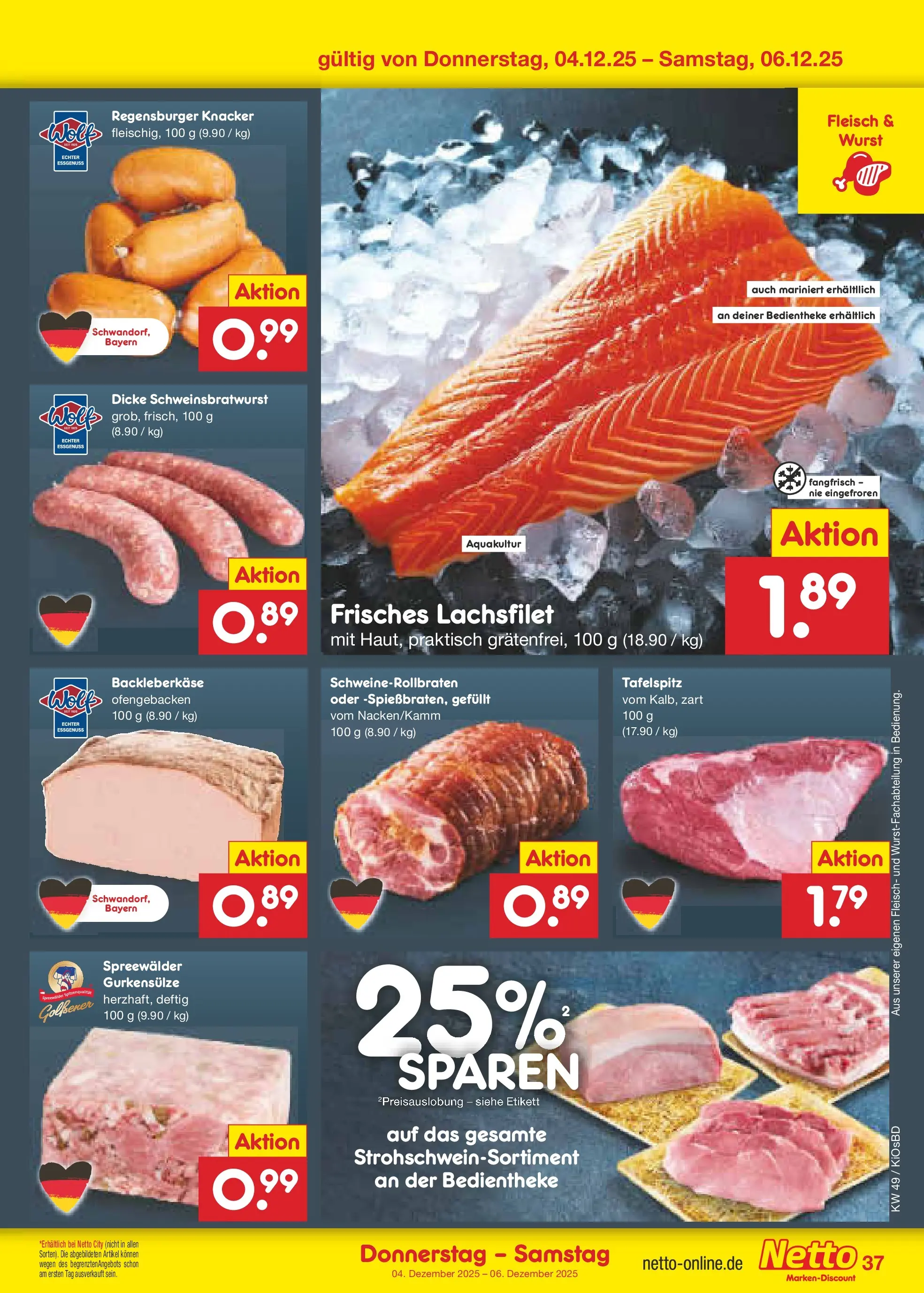 Netto Marken-Discount prospekt Mistelbach	 (ab 01.12.2025) » Angebote | Seite: 39 | Produkte: Tafelspitz, Wurst, Fleisch
