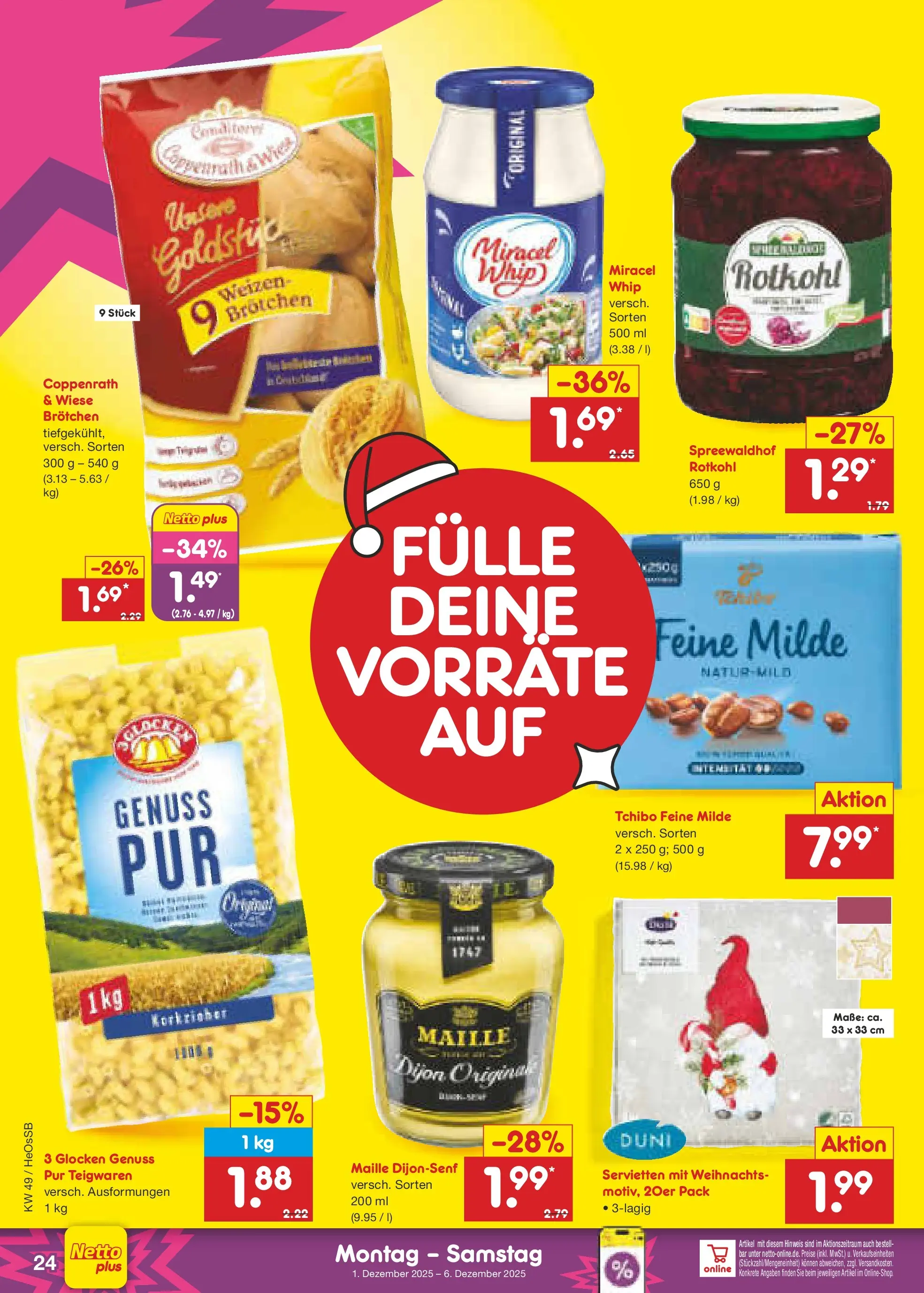 Netto Marken-Discount prospekt Kröpelin	 (ab 01.12.2025) » Angebote | Seite: 26 | Produkte: Rotkohl, Miracel whip