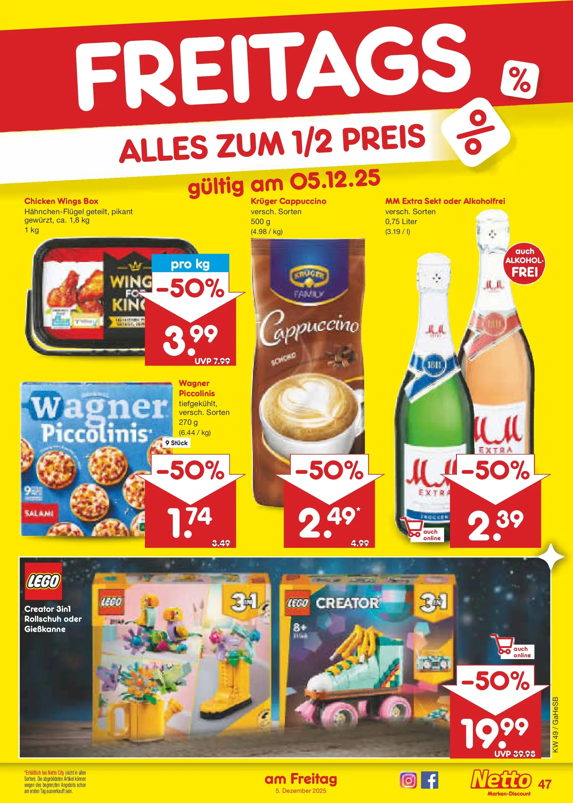 Netto Marken-Discount prospekt Kröpelin	 (ab 01.12.2025) » Angebote | Seite: 50 | Produkte: Sekt, Piccolinis, Salami, Kruger cappuccino
