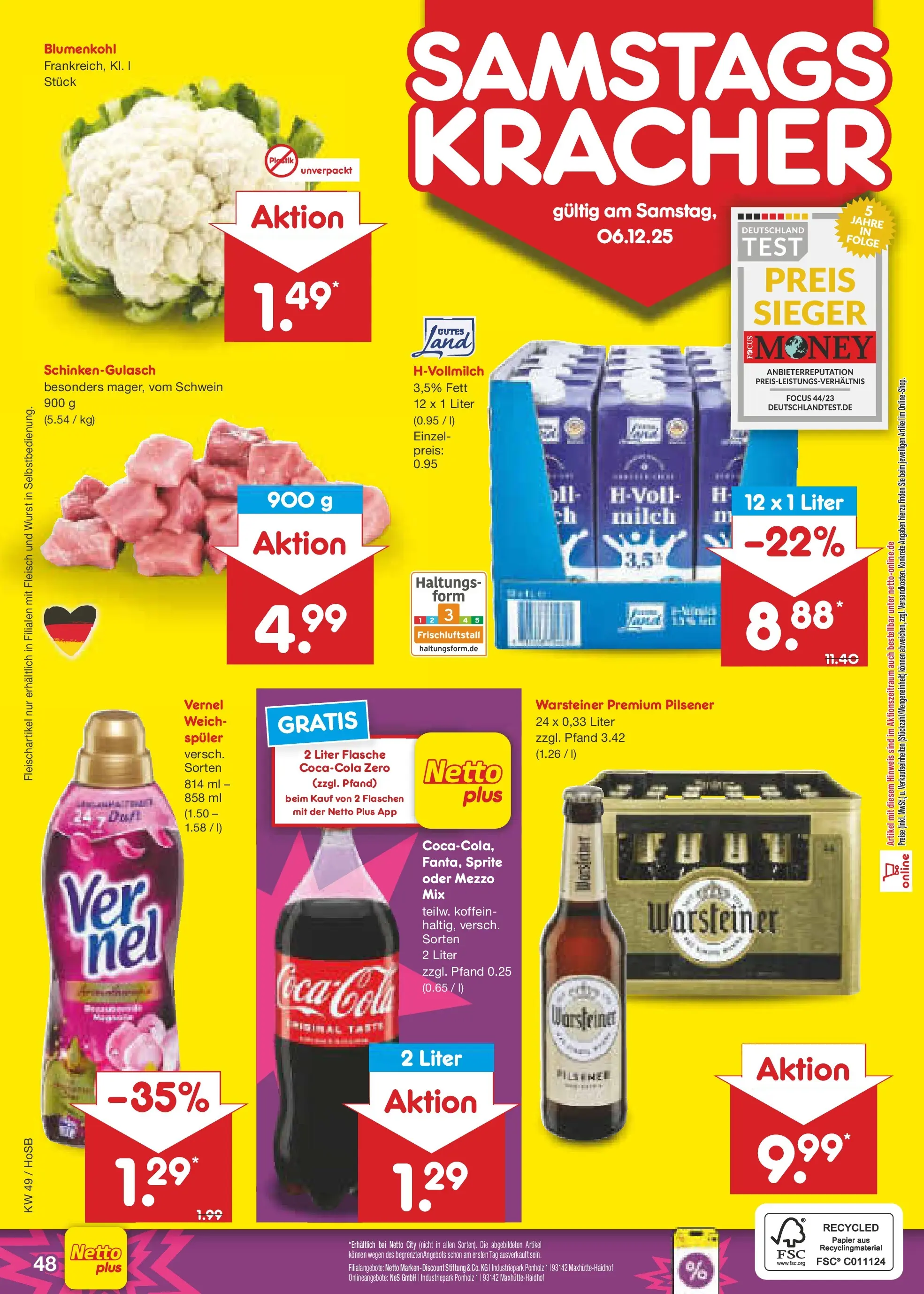 Netto Marken-Discount prospekt Braunschweig-Lamme (ab 01.12.2025) » Angebote | Seite: 51 | Produkte: Sprite, Wurst, Blumenkohl, Vernel Netto Marken-Discount prospekt Braunschweig-Lamme (ab 01.12.2025) » Angebote | Seite: 51 | Produkte: Sprite, Wurst, Blumenkohl, Vernel