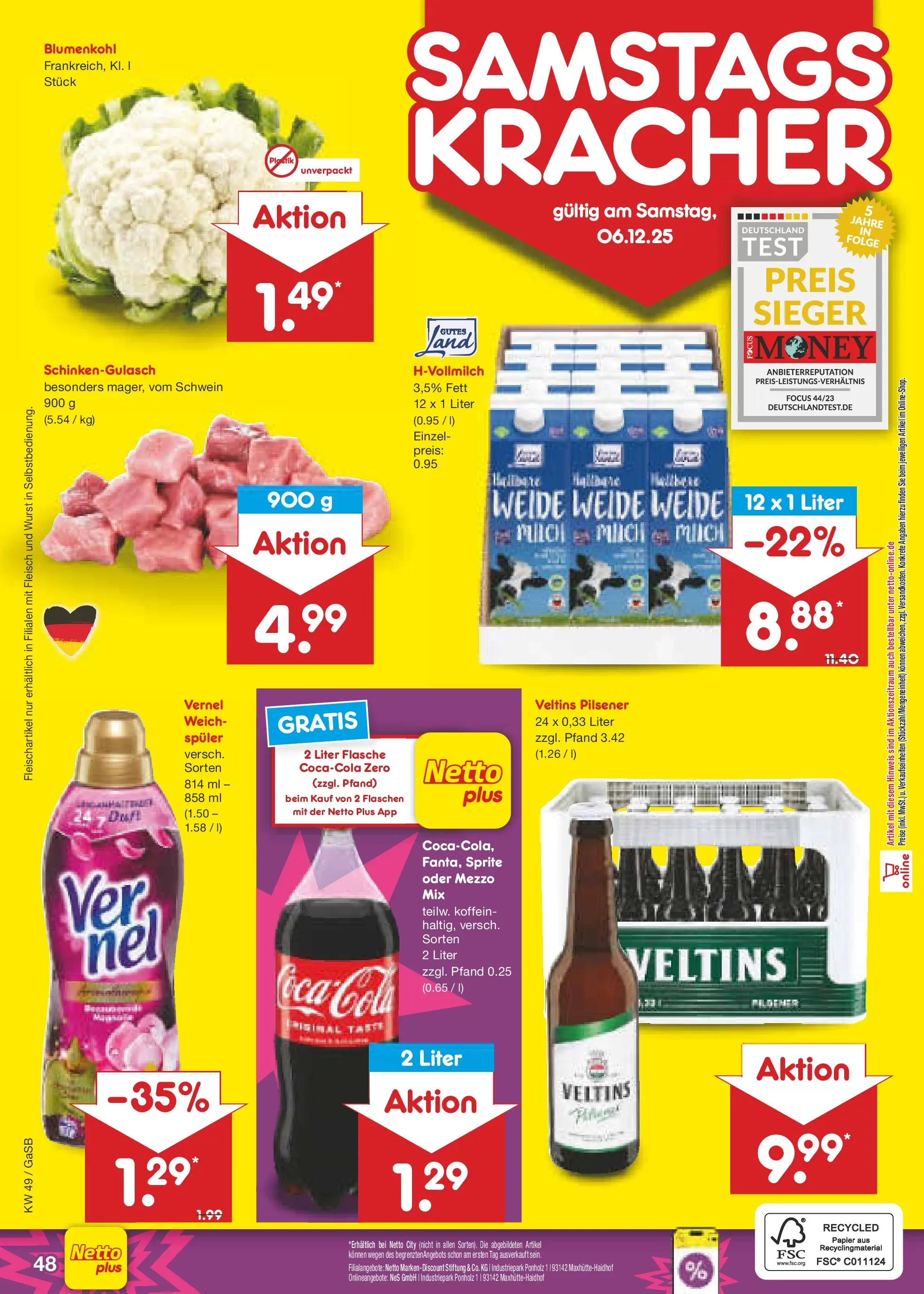 Netto Marken-Discount prospekt Moormerland	 (ab 01.12.2025) » Angebote | Seite: 51 | Produkte: Sprite, Fleisch, Veltins, Vernel