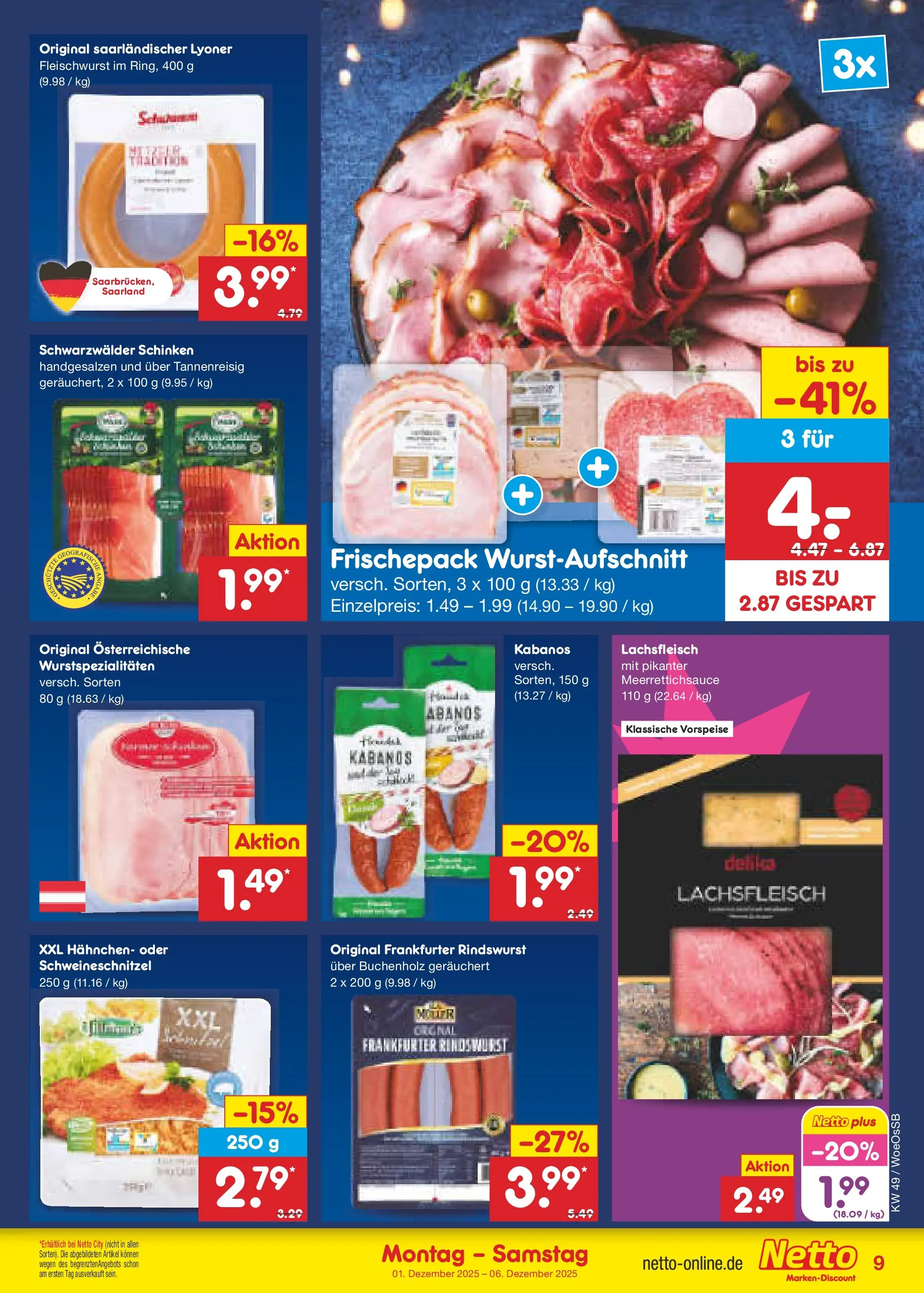 Netto Marken-Discount prospekt Gemmingen	 (ab 30.11.2025) » Angebote | Seite: 9 | Produkte: Hahnchen, Schinken