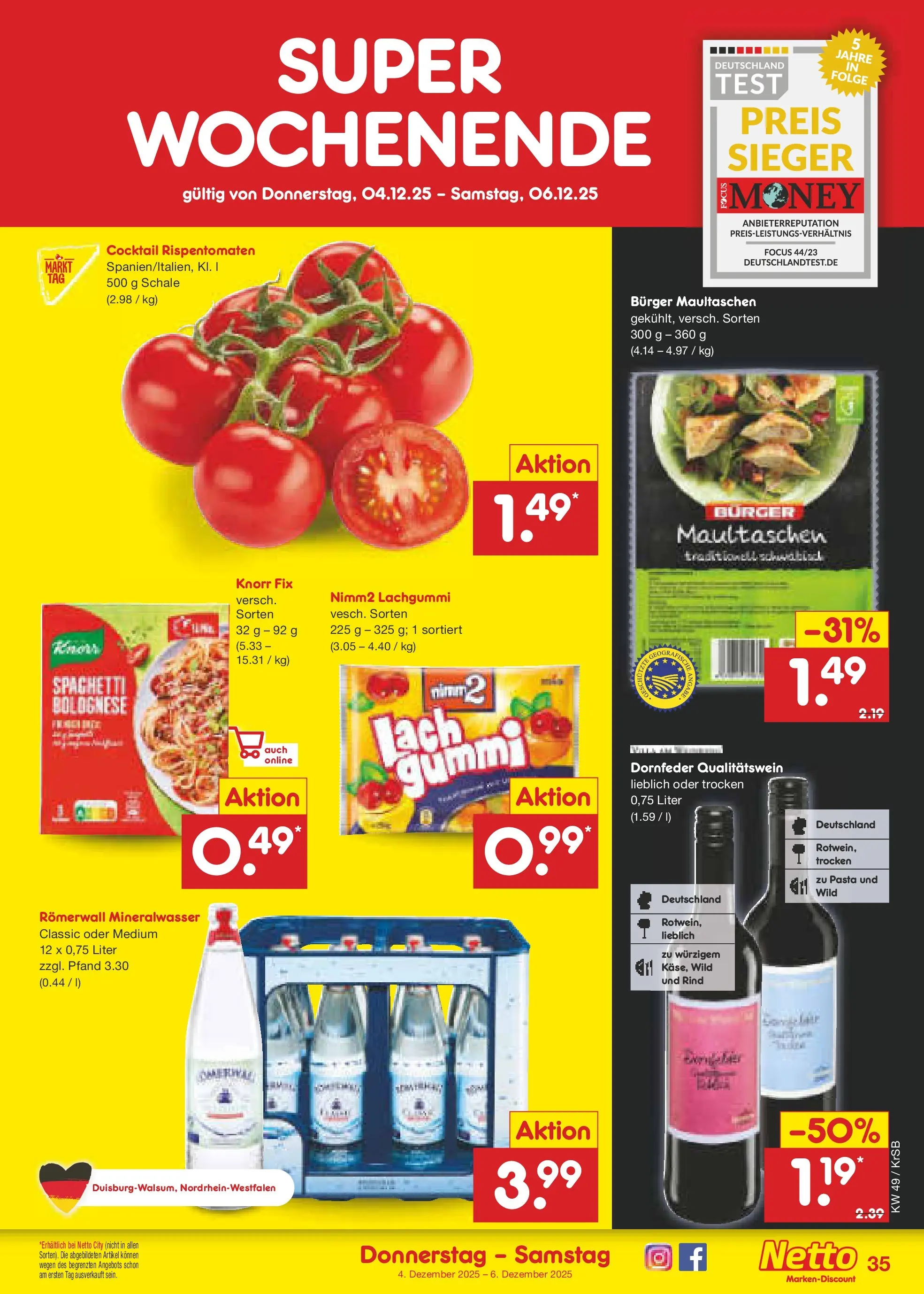 Netto Marken-Discount prospekt Jüchen	 (ab 01.12.2025) » Angebote | Seite: 37 | Produkte: Knorr fix, Knorr, Pasta, Maultaschen
