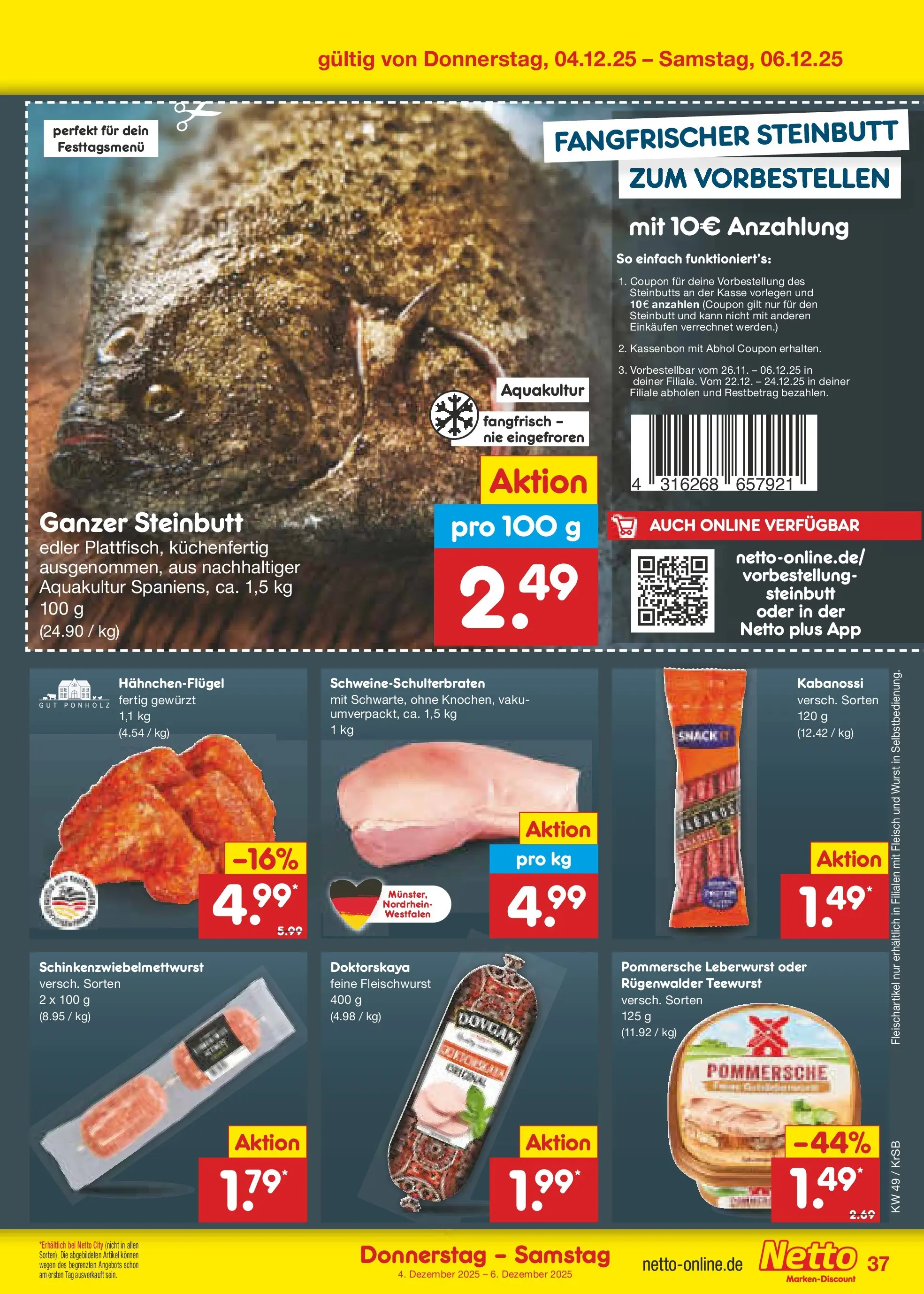 Netto Marken-Discount prospekt Jüchen	 (ab 01.12.2025) » Angebote | Seite: 39 | Produkte: Wurst, Fleisch