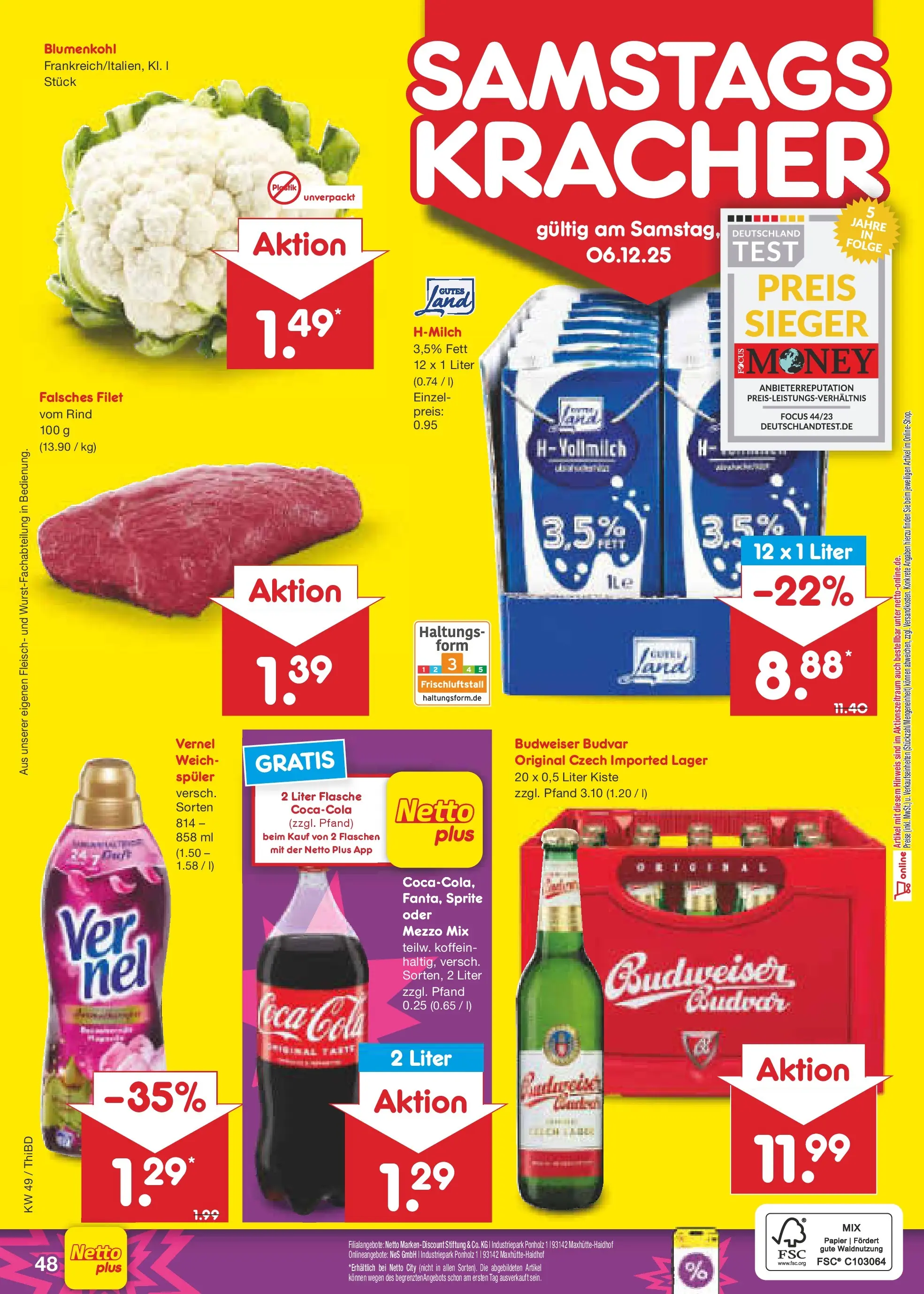 Netto Marken-Discount prospekt Thiendorf	 (ab 30.11.2025) » Angebote | Seite: 51 | Produkte: Sprite, Cola, Blumenkohl, Budweiser