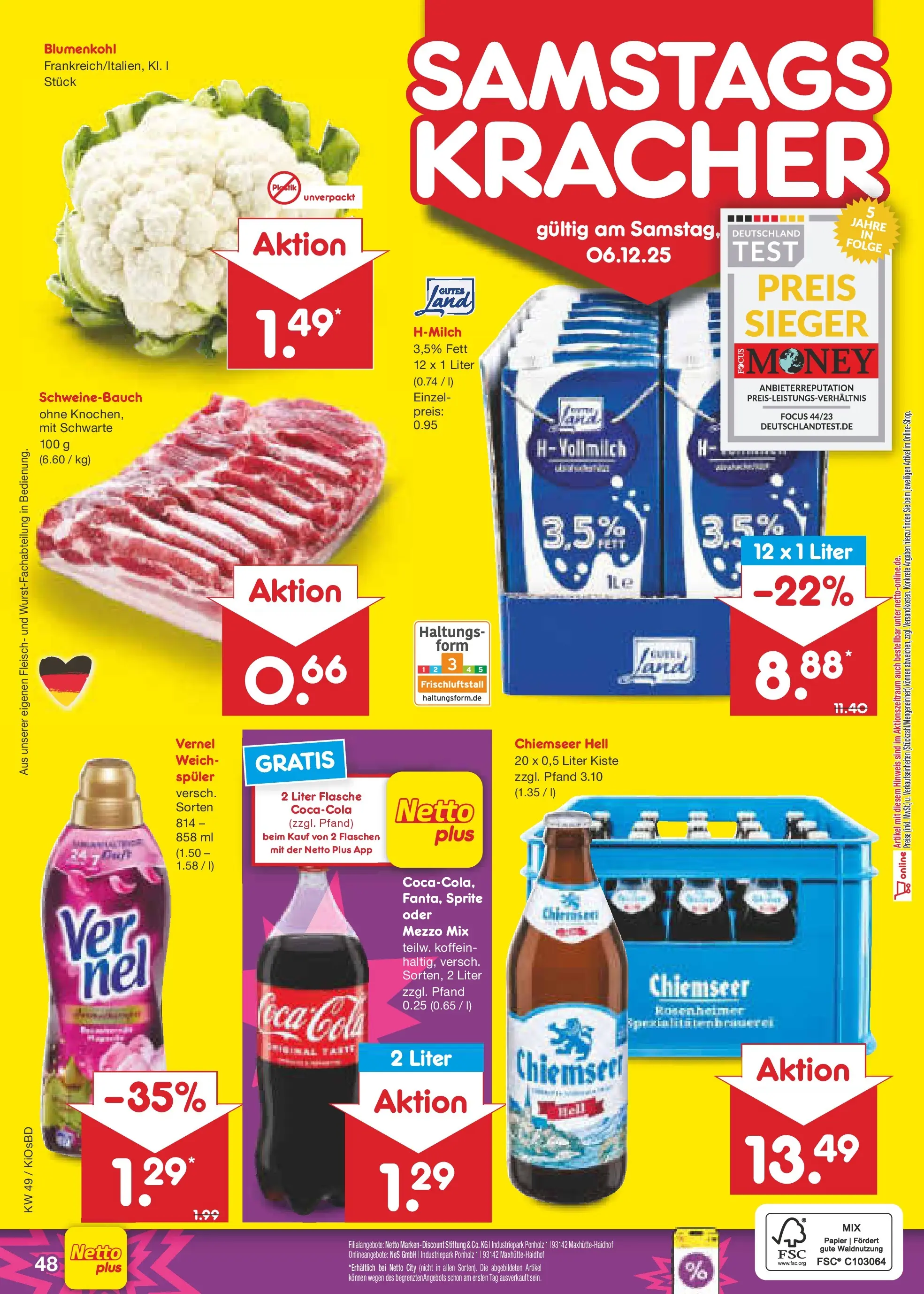 Netto Marken-Discount prospekt Mistelbach	 (ab 01.12.2025) » Angebote | Seite: 51 | Produkte: Coca cola, Cola, Schweinebauch, Fleisch