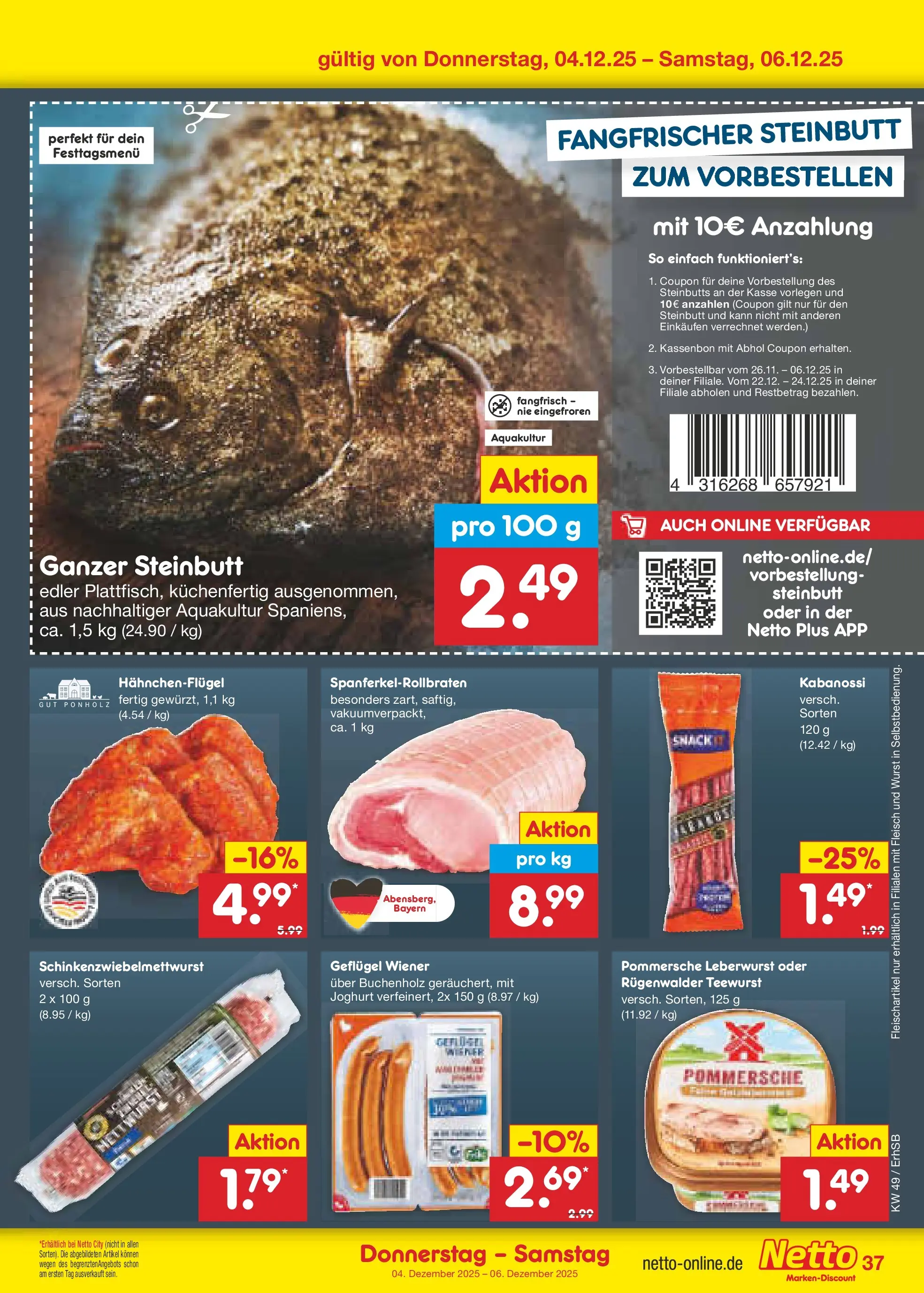 Netto Marken-Discount prospekt Metten	 (ab 01.12.2025) » Angebote | Seite: 39 | Produkte: Joghurt, Wurst, Fleisch