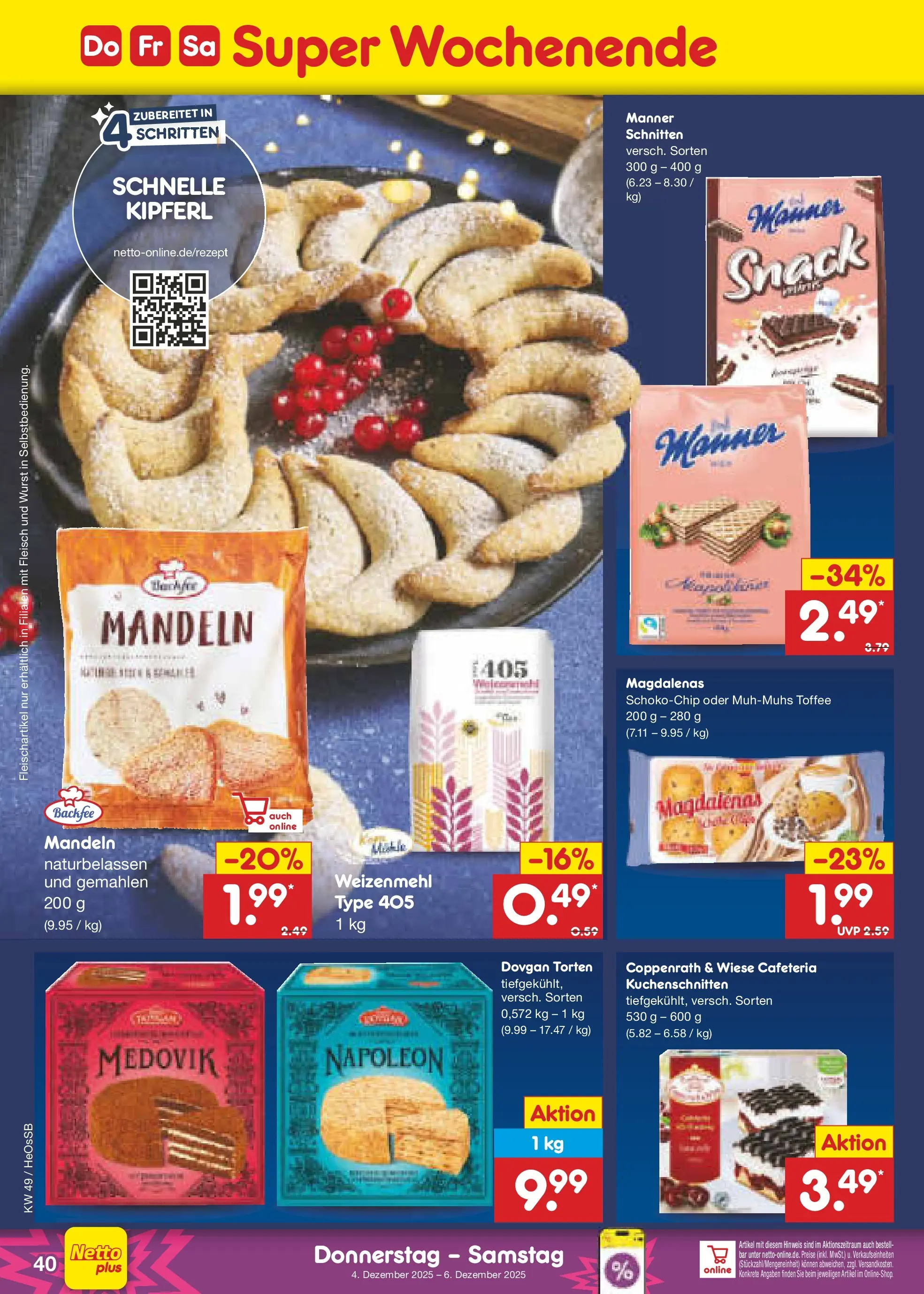 Netto Marken-Discount prospekt Kröpelin	 (ab 01.12.2025) » Angebote | Seite: 42 | Produkte: Weizenmehl, Mandeln, Wurst, Fleisch