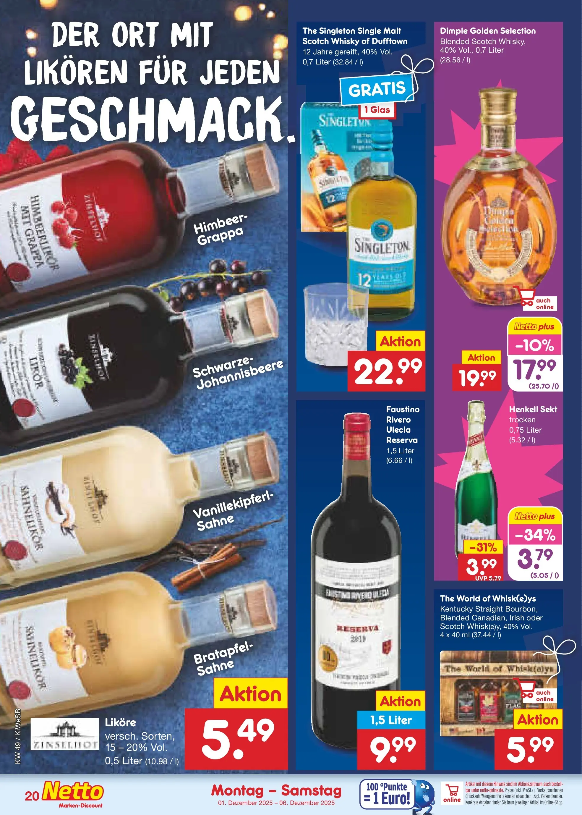 Netto Marken-Discount prospekt Bad Friedrichshall	 (ab 01.12.2025) » Angebote | Seite: 22 | Produkte: Whisky, Sekt, Likör, Sahne