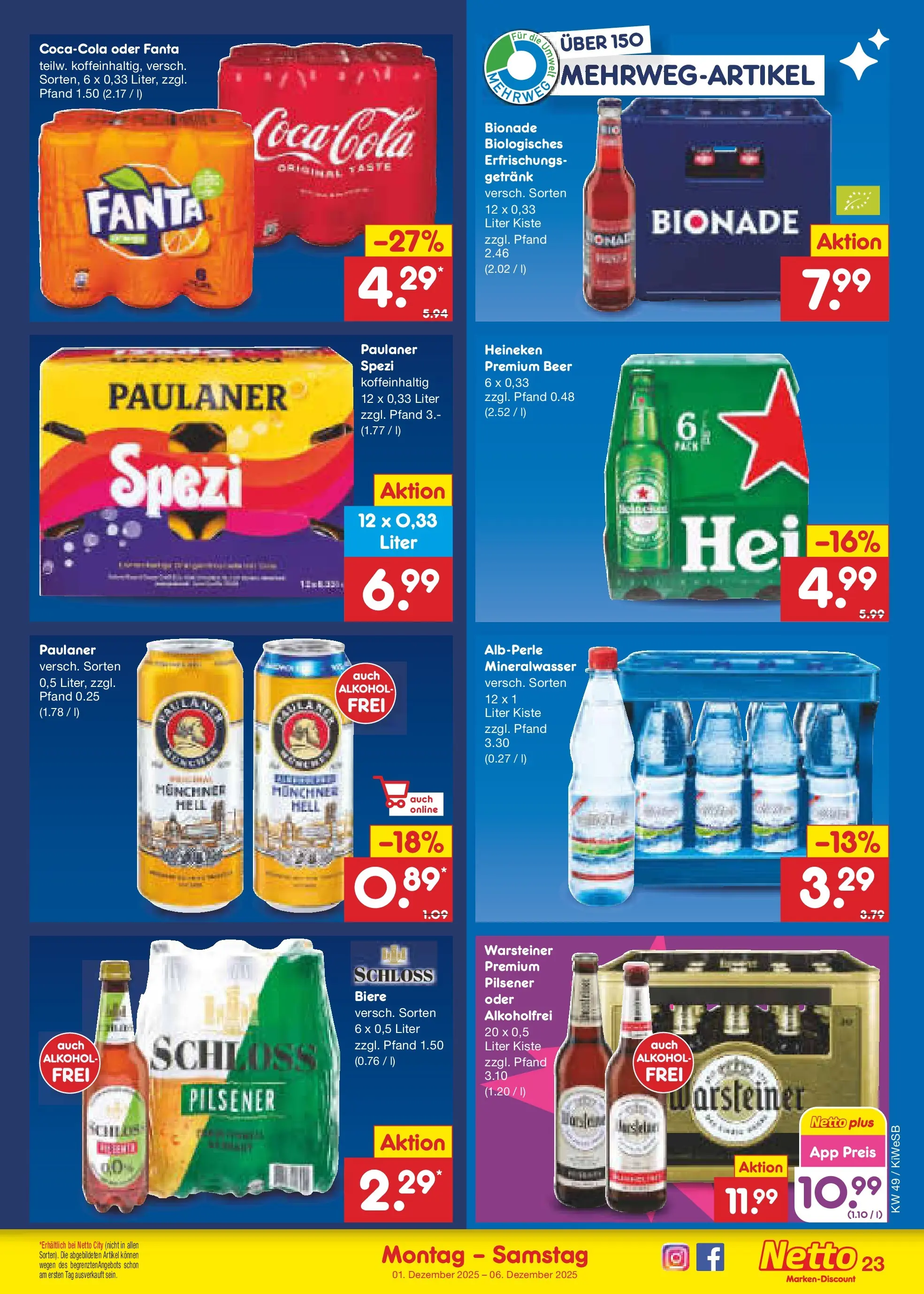 Netto Marken-Discount prospekt Bad Friedrichshall	 (ab 01.12.2025) » Angebote | Seite: 25 | Produkte: Fanta, Bionade, Heineken, Paulaner