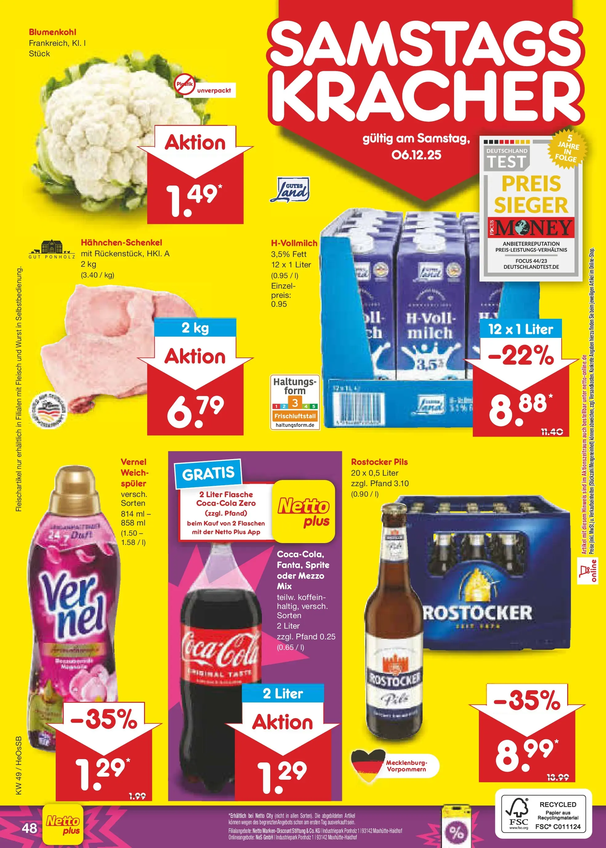 Netto Marken-Discount prospekt Kröpelin	 (ab 01.12.2025) » Angebote | Seite: 51 | Produkte: Hahnchenschenkel, Milch, Pils, Fleisch