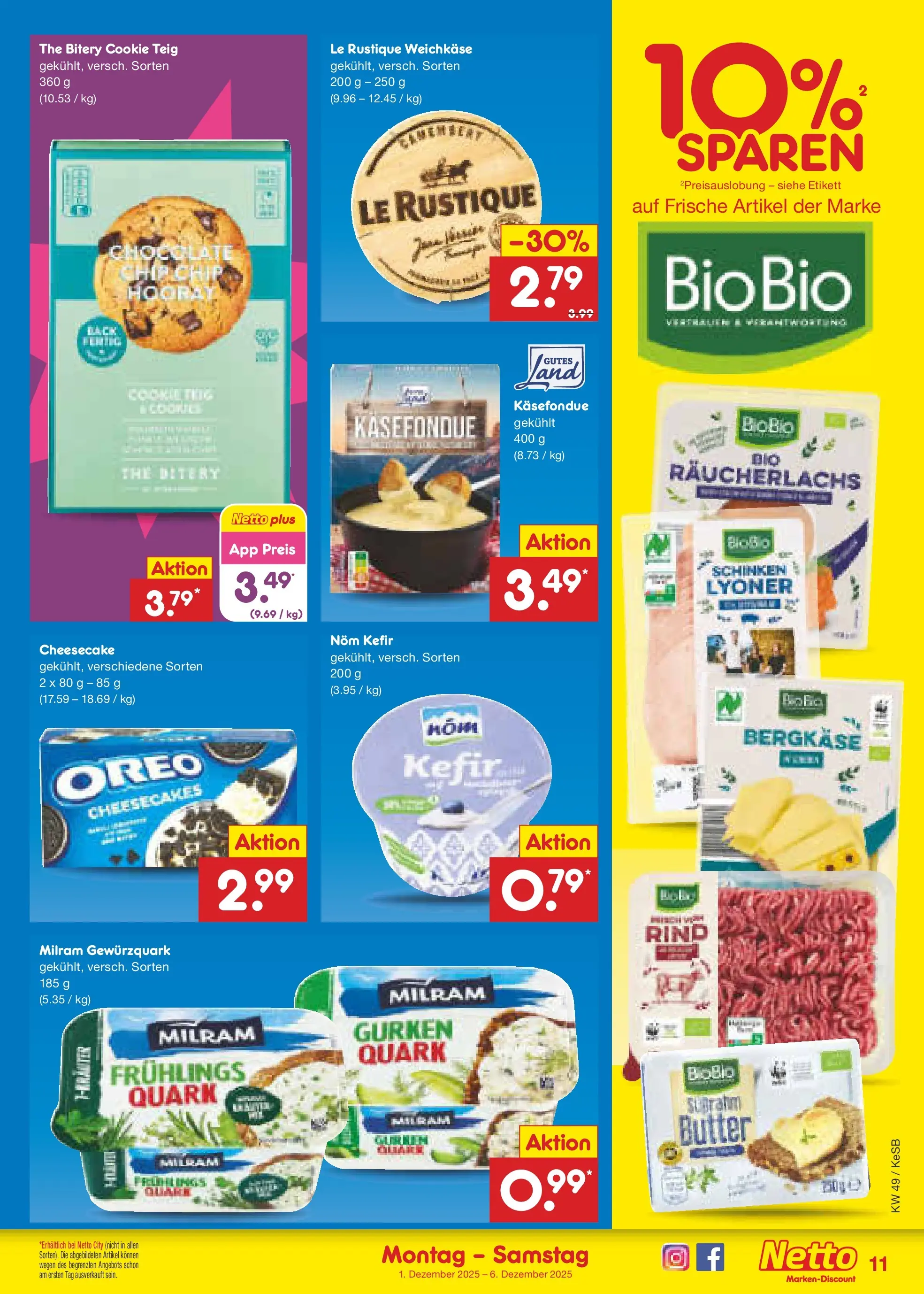 Netto Marken-Discount prospekt Kruft	 (ab 01.12.2025) » Angebote | Seite: 11 | Produkte: Quark, Milram, Schinken, Gurken