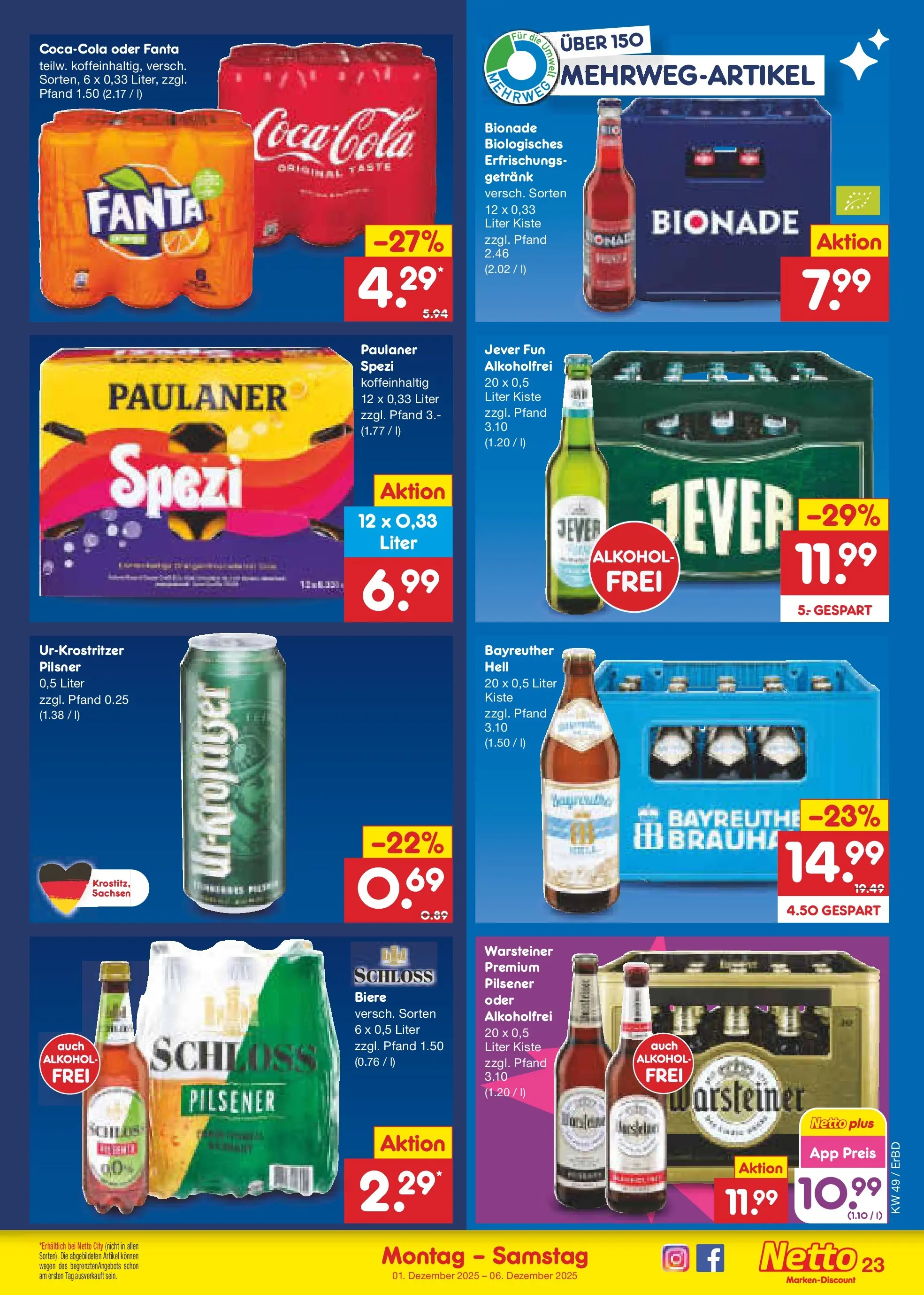 Netto Marken-Discount prospekt Jena-Lobeda	 (ab 01.12.2025) » Angebote | Seite: 25 | Produkte: Fanta, Bionade, Warsteiner, Jever