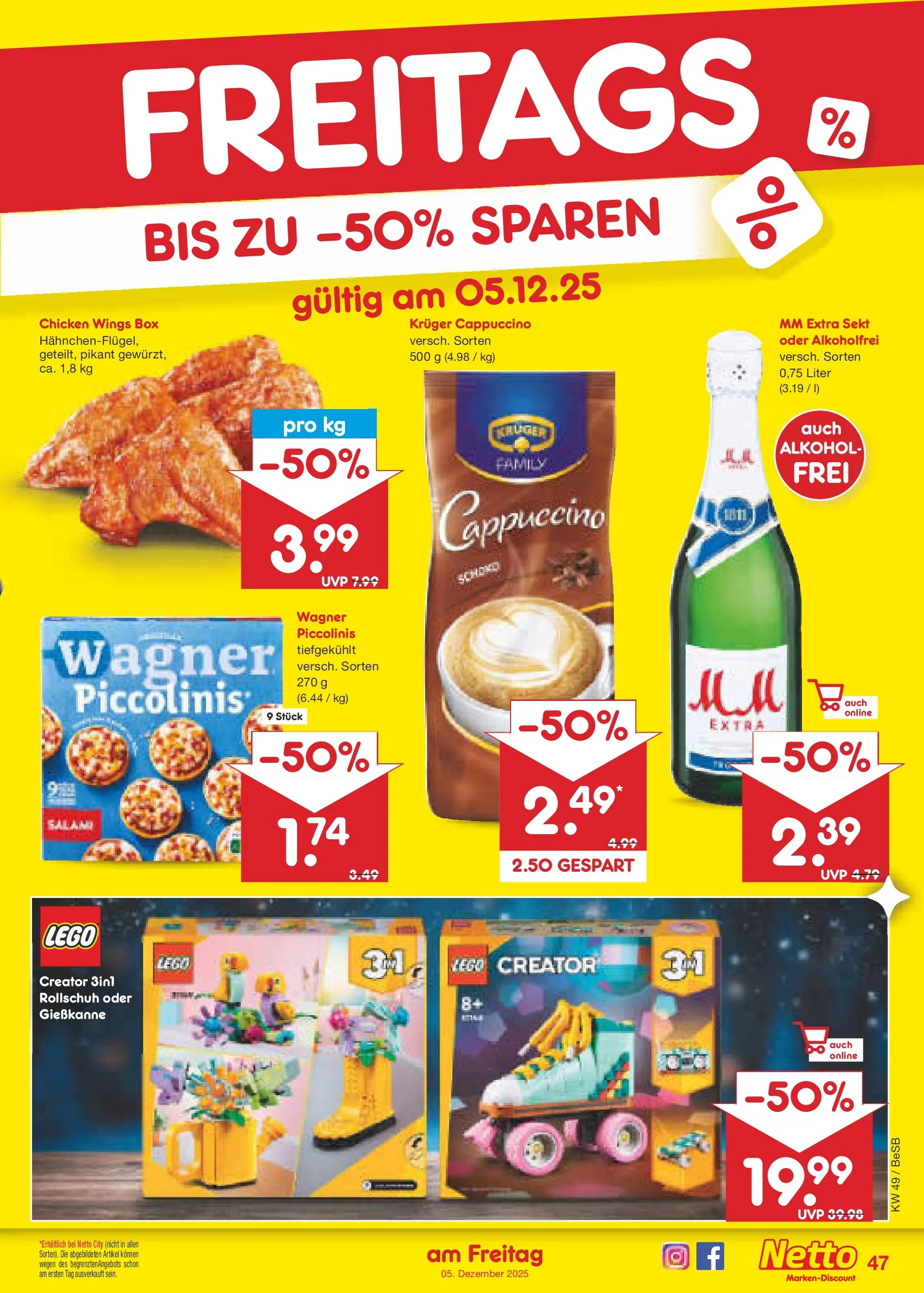 Netto Marken-Discount prospekt Berlin-Spandau	 (ab 01.12.2025) » Angebote | Seite: 50 | Produkte: Sekt, Box, Piccolinis, Kruger cappuccino