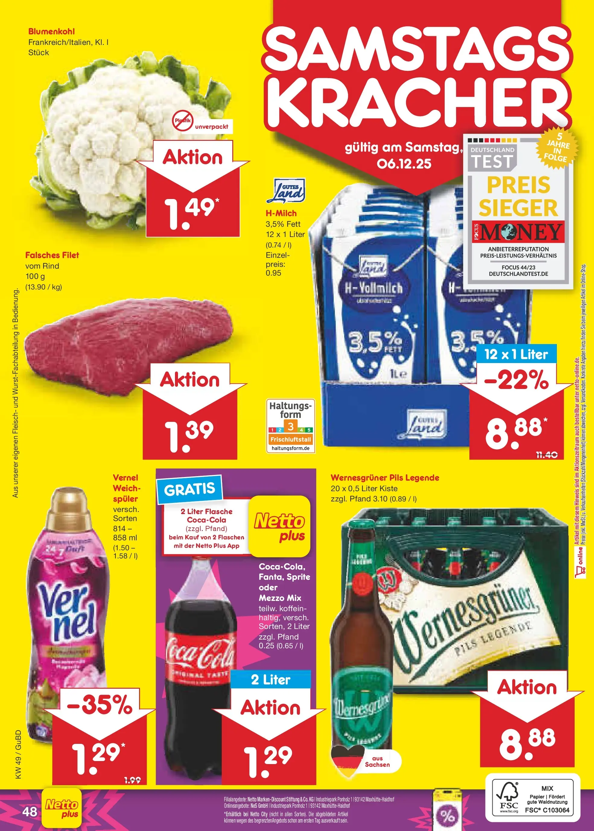 Netto Marken-Discount prospekt Glauchau	 (ab 30.11.2025) » Angebote | Seite: 51 | Produkte: Mezzo mix, Cola, Pils, Vernel