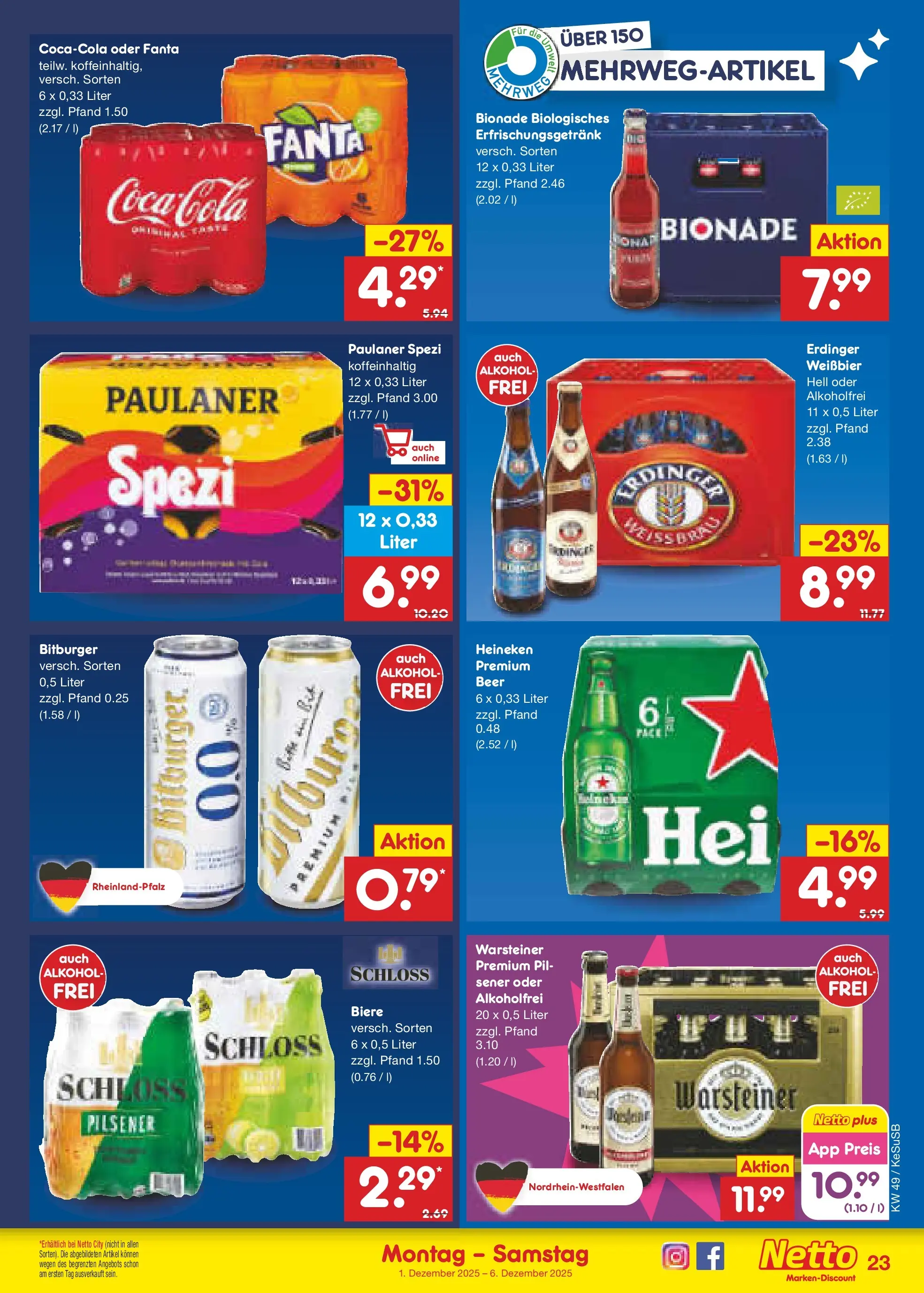 Netto Marken-Discount prospekt Kruft	 (ab 01.12.2025) » Angebote | Seite: 25 | Produkte: Fanta, Weißbier, Heineken, Paulaner