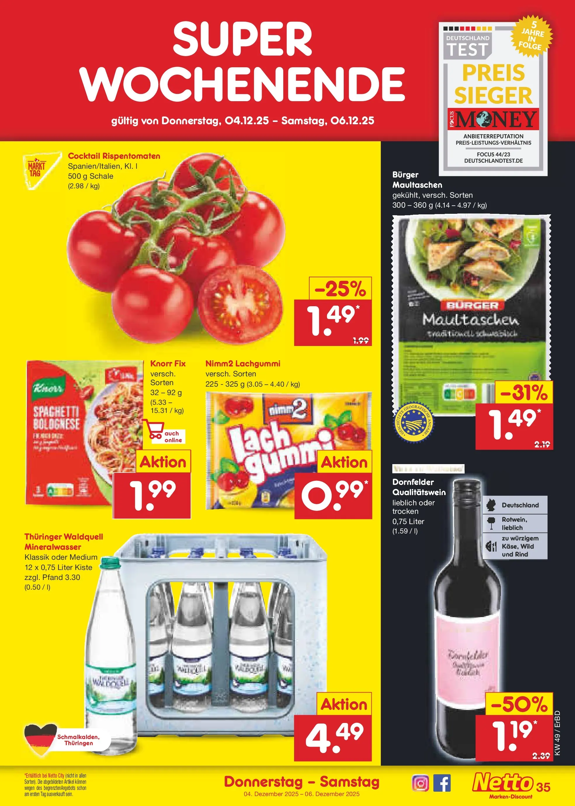 Netto Marken-Discount prospekt Jena-Lobeda	 (ab 01.12.2025) » Angebote | Seite: 37 | Produkte: Knorr fix, Burger, Knorr, Maultaschen