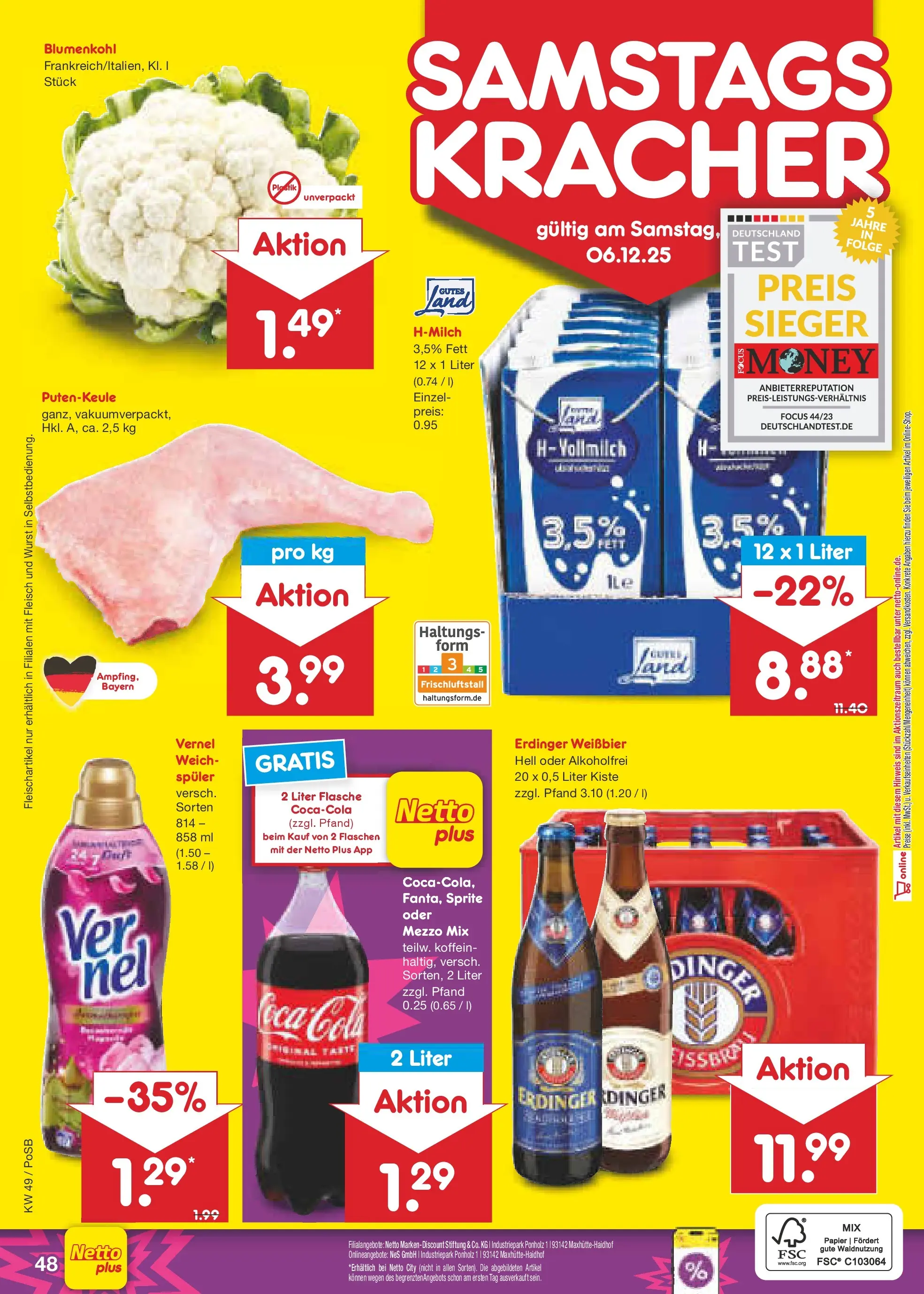 Netto Marken-Discount prospekt Regensburg	 (ab 01.12.2025) » Angebote | Seite: 51 | Produkte: Mezzo mix, Blumenkohl, Fleisch, Vernel