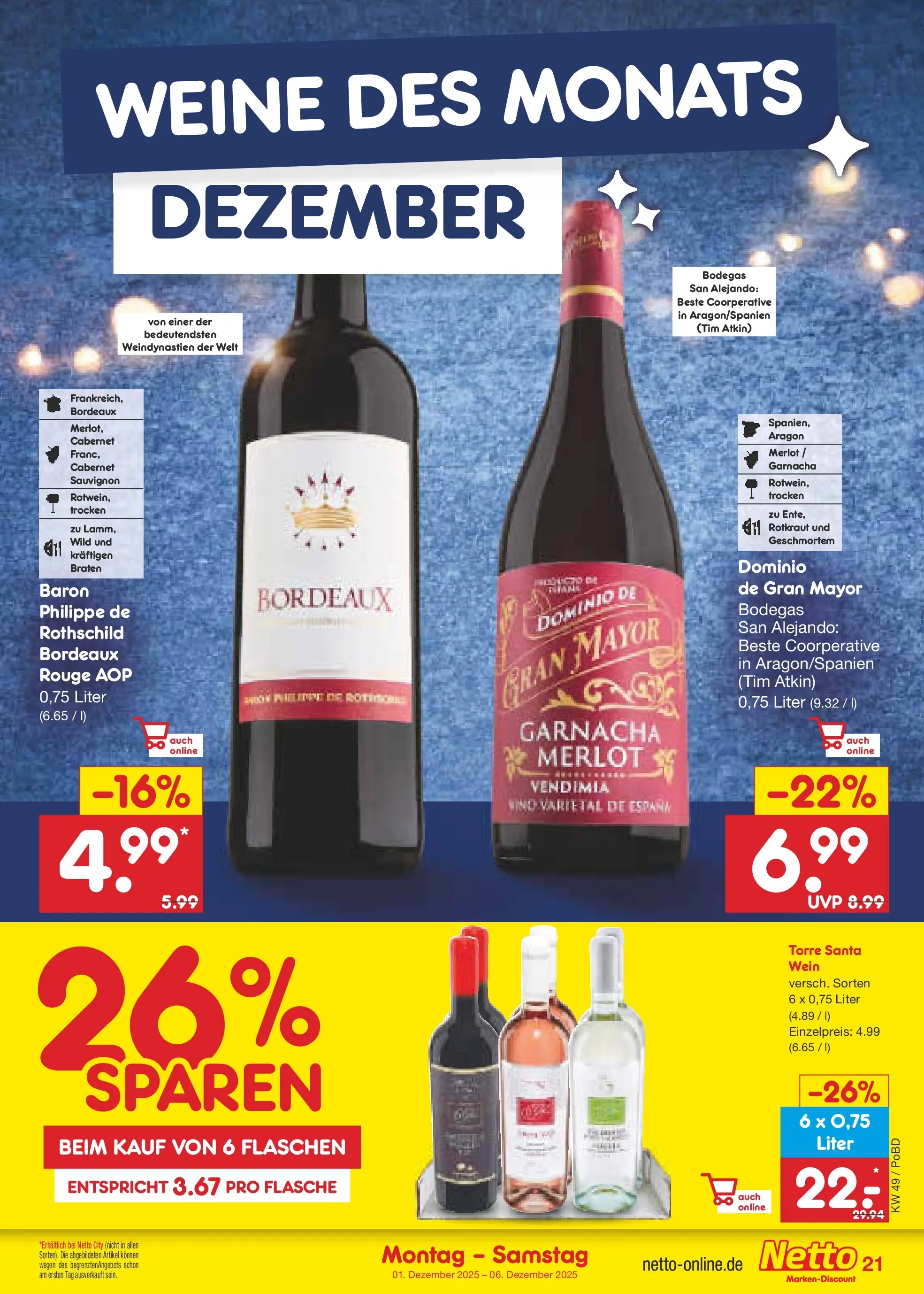 Netto Marken-Discount prospekt Selb	 (ab 01.12.2025) » Angebote | Seite: 23 | Produkte: Merlot, Rouge, Wein