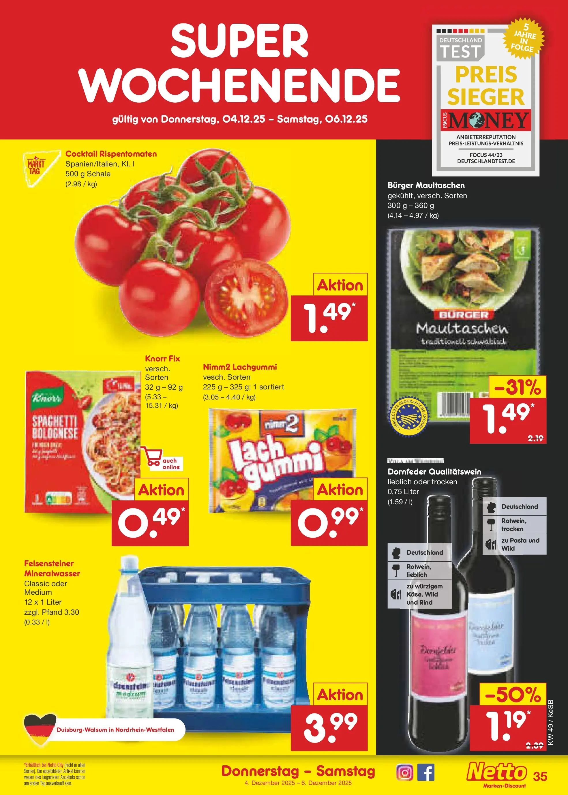 Netto Marken-Discount prospekt Kruft	 (ab 01.12.2025) » Angebote | Seite: 37 | Produkte: Knorr fix, Burger, Knorr, Maultaschen
