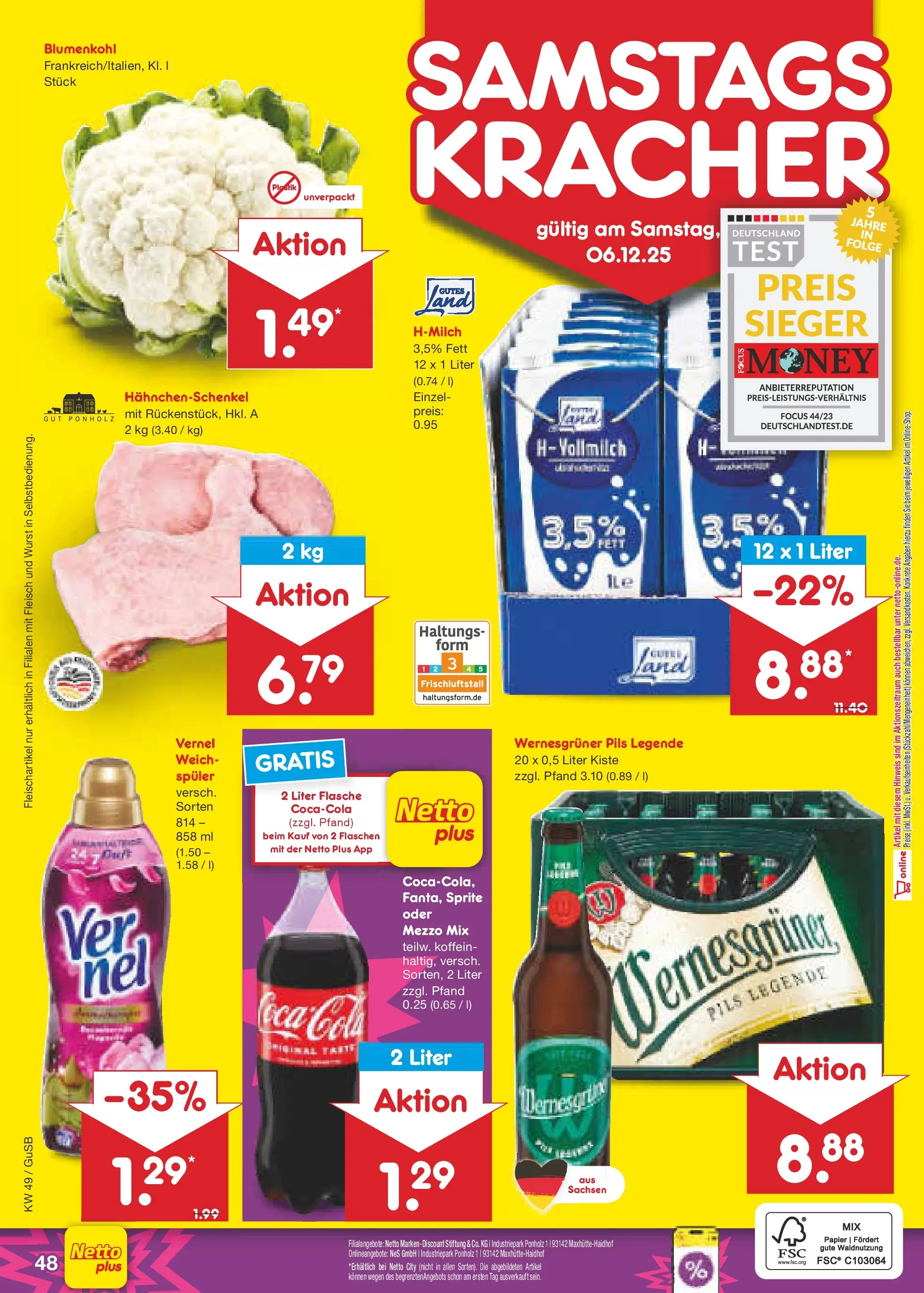 Netto Marken-Discount prospekt Machern	 (ab 30.11.2025) » Angebote | Seite: 51 | Produkte: Pils, Blumenkohl, Oder mezzo mix, Fleisch
