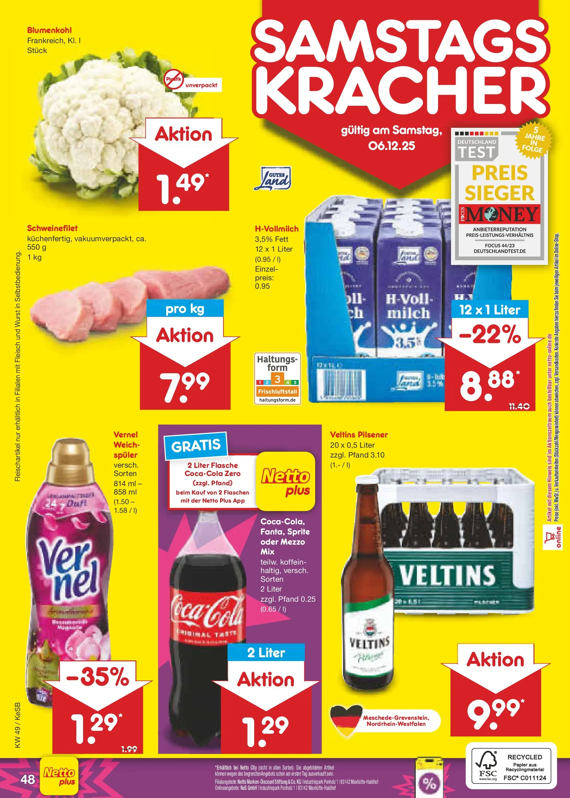 Netto Marken-Discount prospekt Kruft	 (ab 01.12.2025) » Angebote | Seite: 51 | Produkte: Sprite, Schweinefilet, Wurst, Fleisch