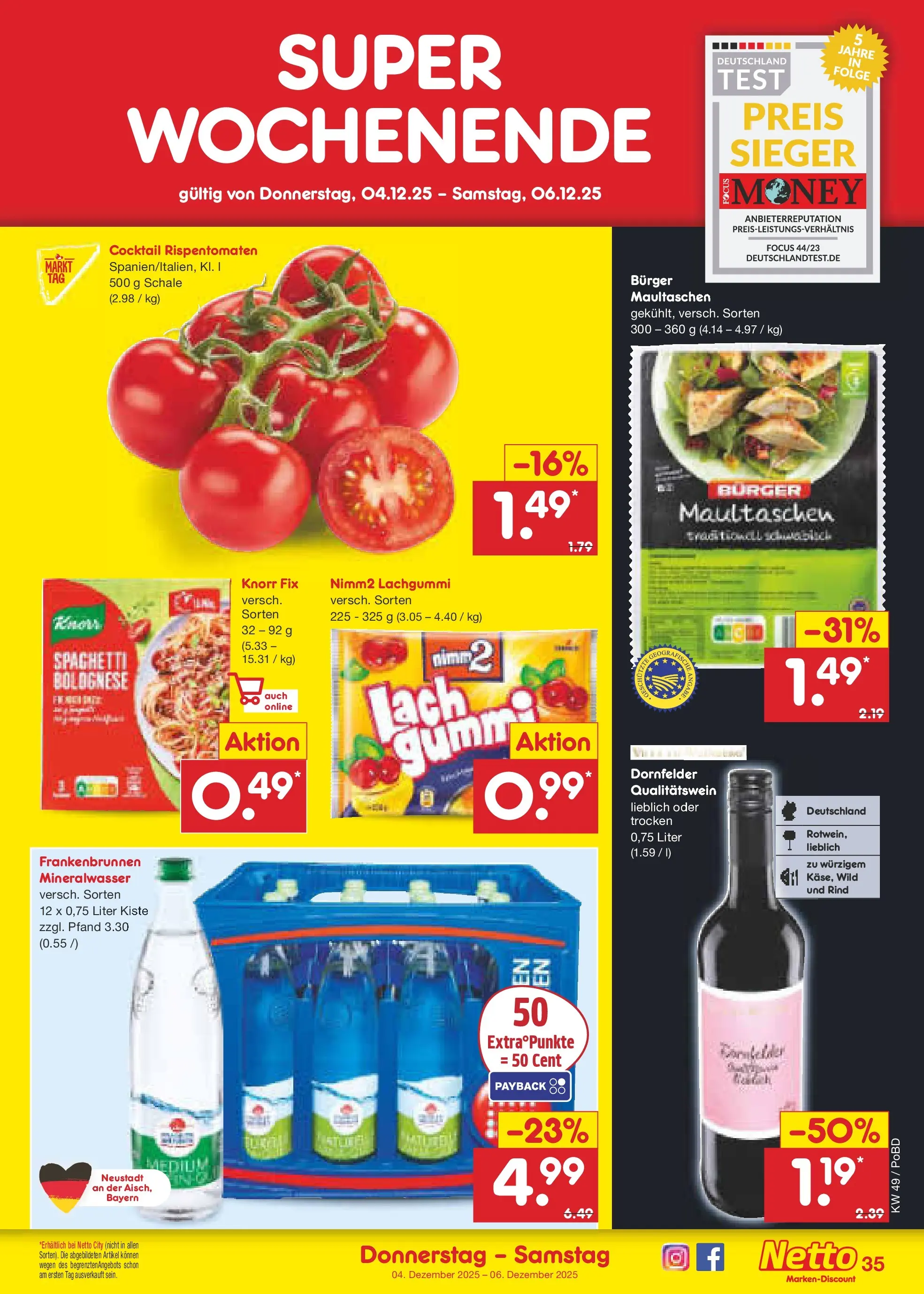Netto Marken-Discount prospekt Selb	 (ab 01.12.2025) » Angebote | Seite: 37 | Produkte: Knorr fix, Burger, Knorr, Maultaschen