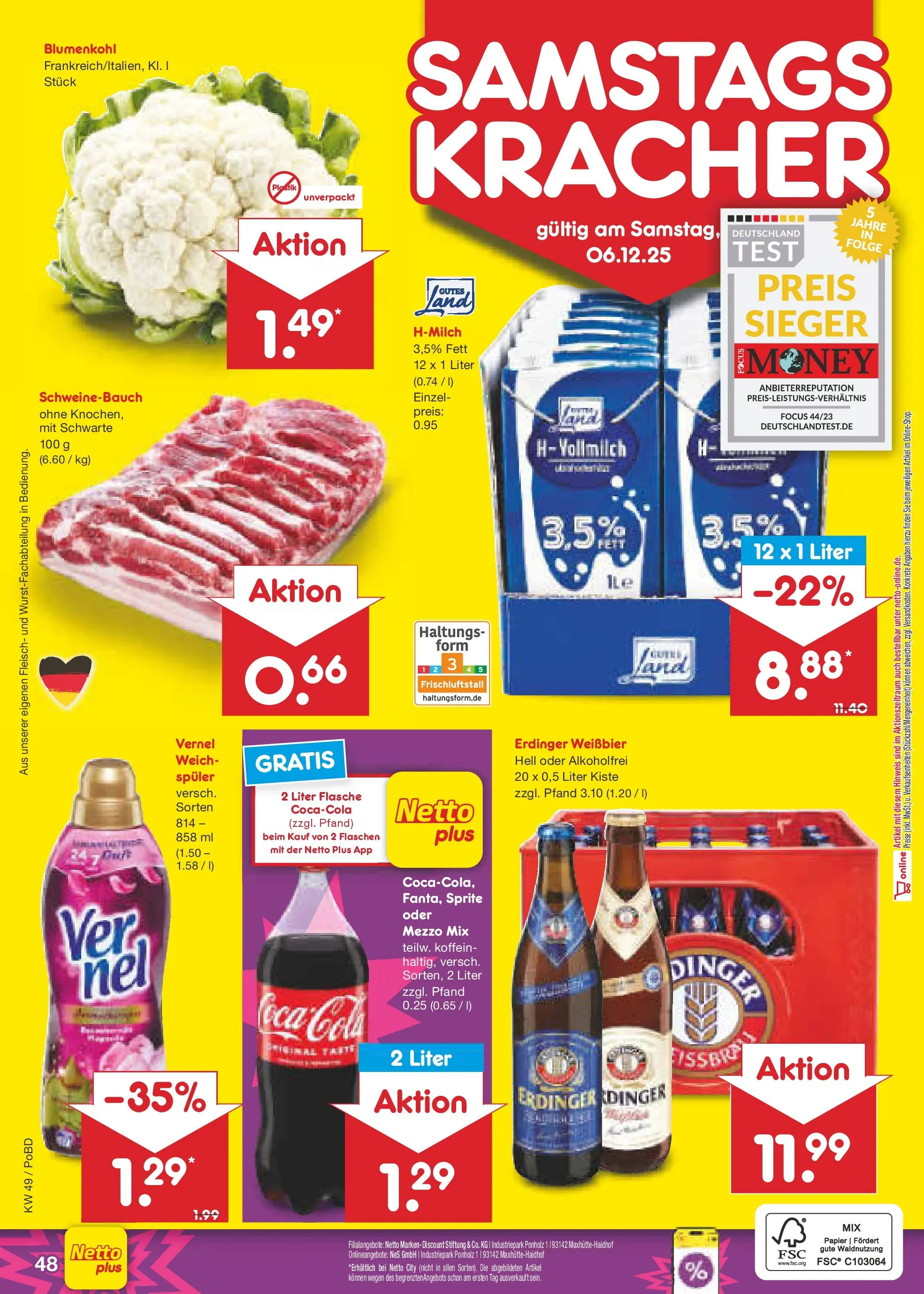 Netto Marken-Discount prospekt Selb	 (ab 01.12.2025) » Angebote | Seite: 51 | Produkte: Mezzo mix, Coca cola, Erdinger, Vernel
