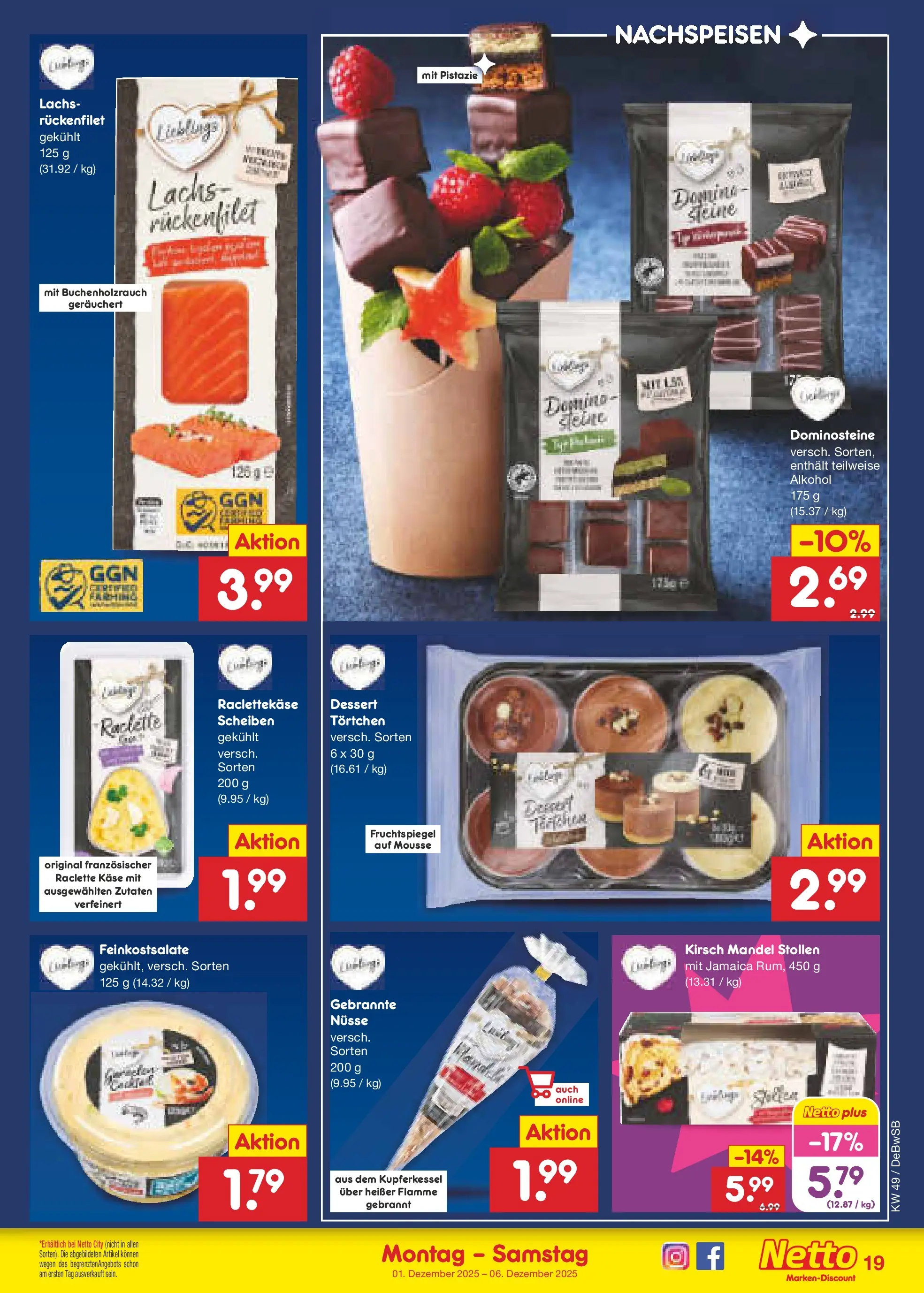 Netto Marken-Discount prospekt Waiblingen-Bittenfeld (ab 30.11.2025) » Angebote | Seite: 21 | Produkte: Käse, Lachs, Raclette, Nüsse Netto Marken-Discount prospekt Waiblingen-Bittenfeld (ab 30.11.2025) » Angebote | Seite: 21 | Produkte: Käse, Lachs, Raclette, Nüsse