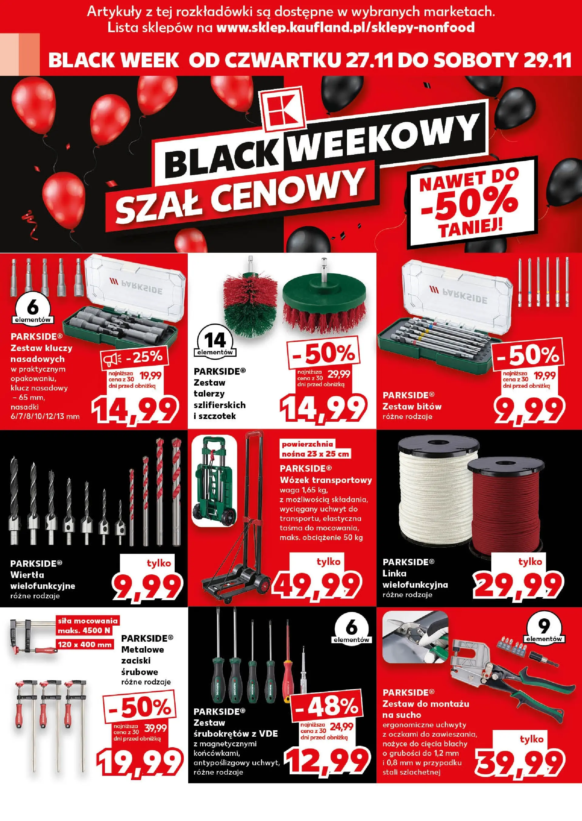Kaufland gazetka (27.11.2025) od jutra ✳️ BLACK FRIDAY | Strona: 14 | Produkty: Wózek transportowy, Szal, Waga, Zestaw kluczy nasadowych