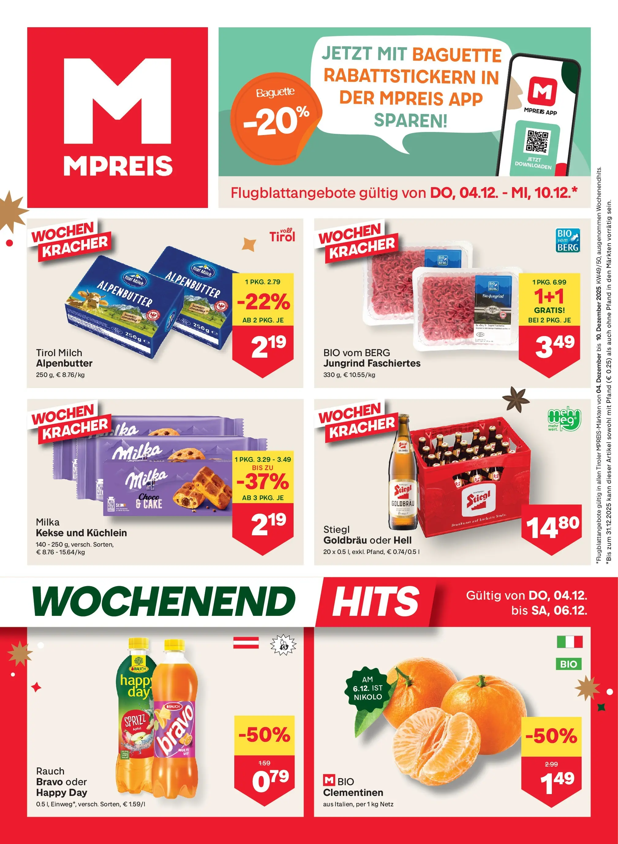 MPREIS Pfunds von 04.12.2025 - Aktuelle Angebote | Seite: 1 | Produkte: Kekse, Jääkaappipakastin, Milch, Äpfel