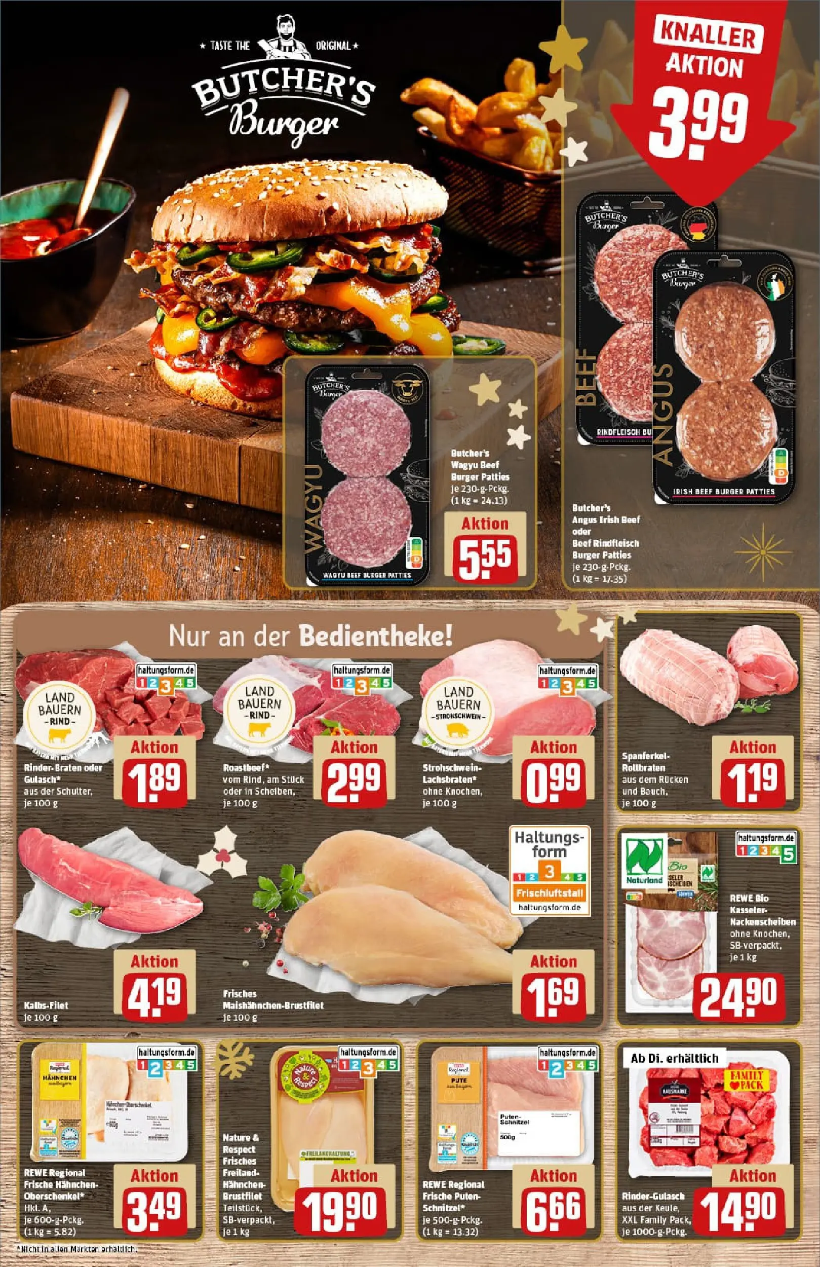 REWE Prospekt ab 01.12.2025 zum Blättern » Angebote | Seite: 8 | Produkte: Rindergulasch, Hahnchen, Schnitzel, Rindfleisch