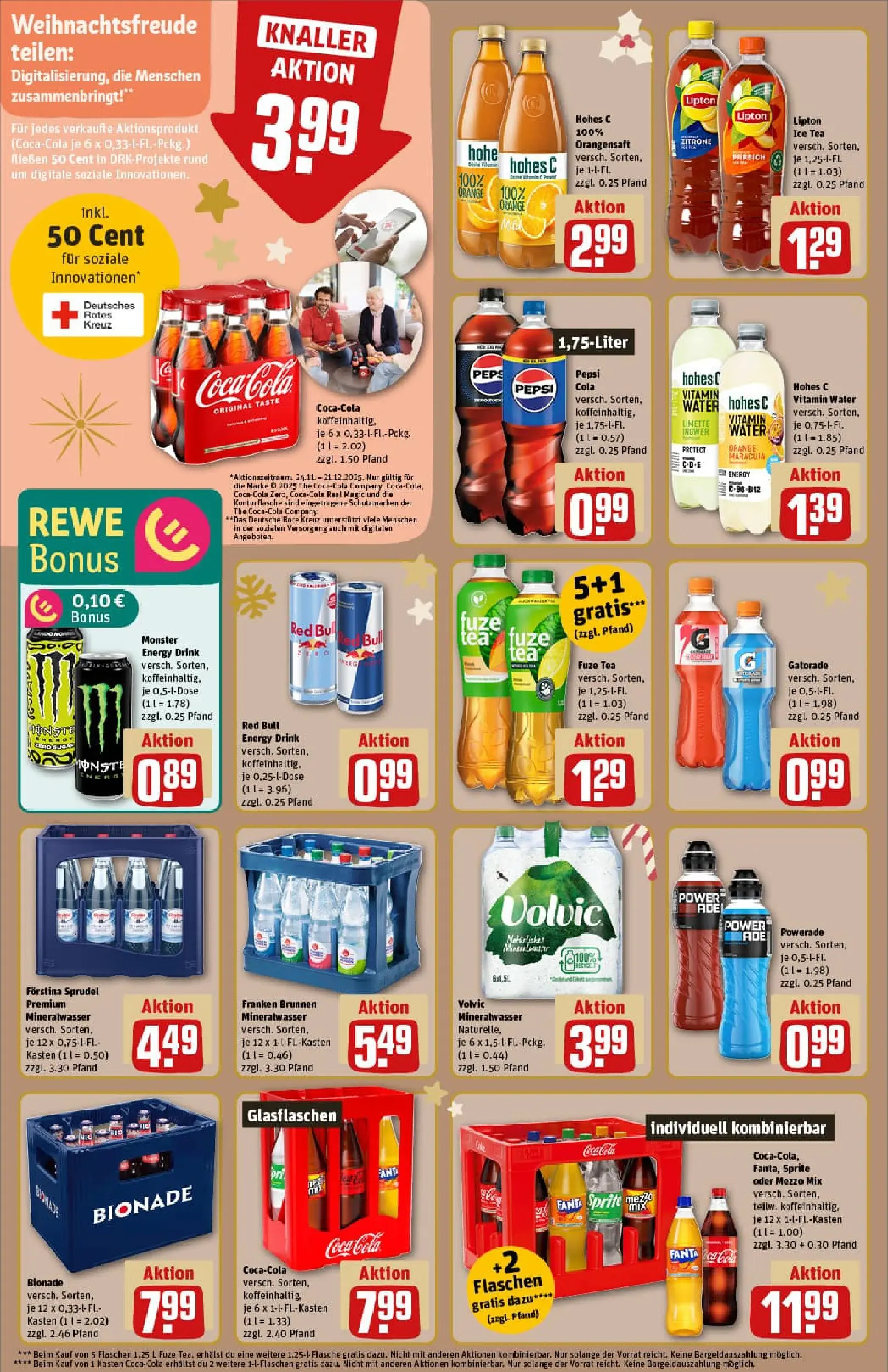 REWE Prospekt ab 01.12.2025 zum Blättern » Angebote | Seite: 14 | Produkte: Fuze tea, Fanta, Hohes c, Volvic