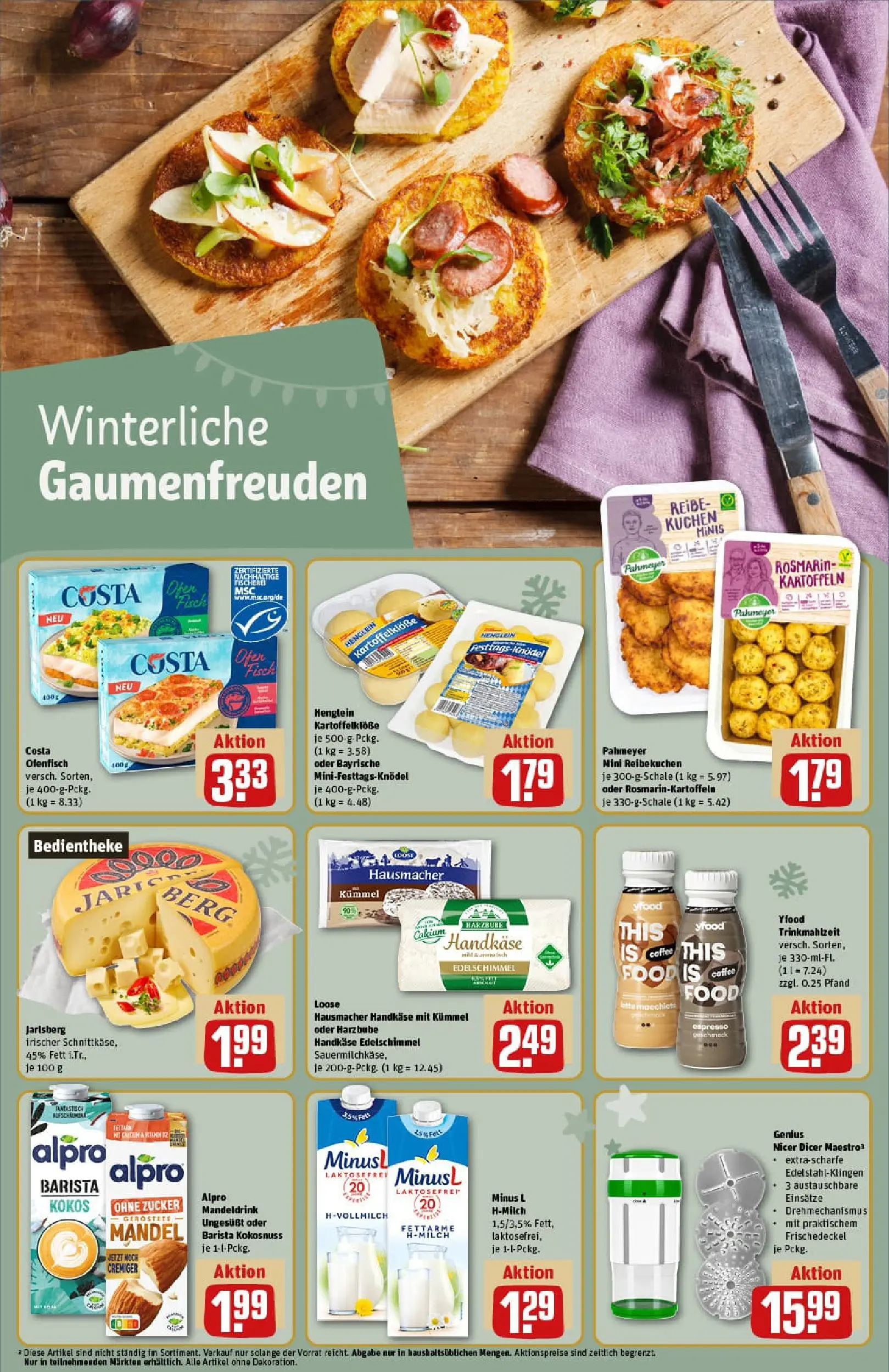 REWE Prospekt ab 01.12.2025 zum Blättern » Angebote | Seite: 16 | Produkte: YFood, Kartoffeln, Alpro, Kuchen