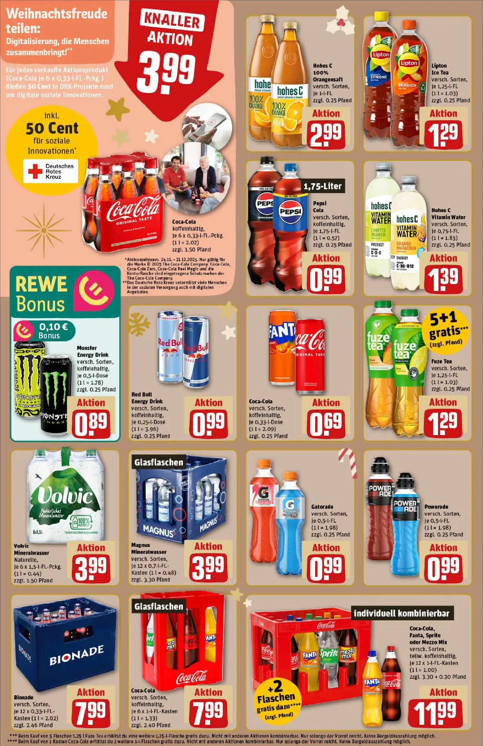 REWE Prospekt ab 01.12.2025 zum Blättern » Angebote | Seite: 18 | Produkte: Coca cola, Monster, Powerade, Volvic