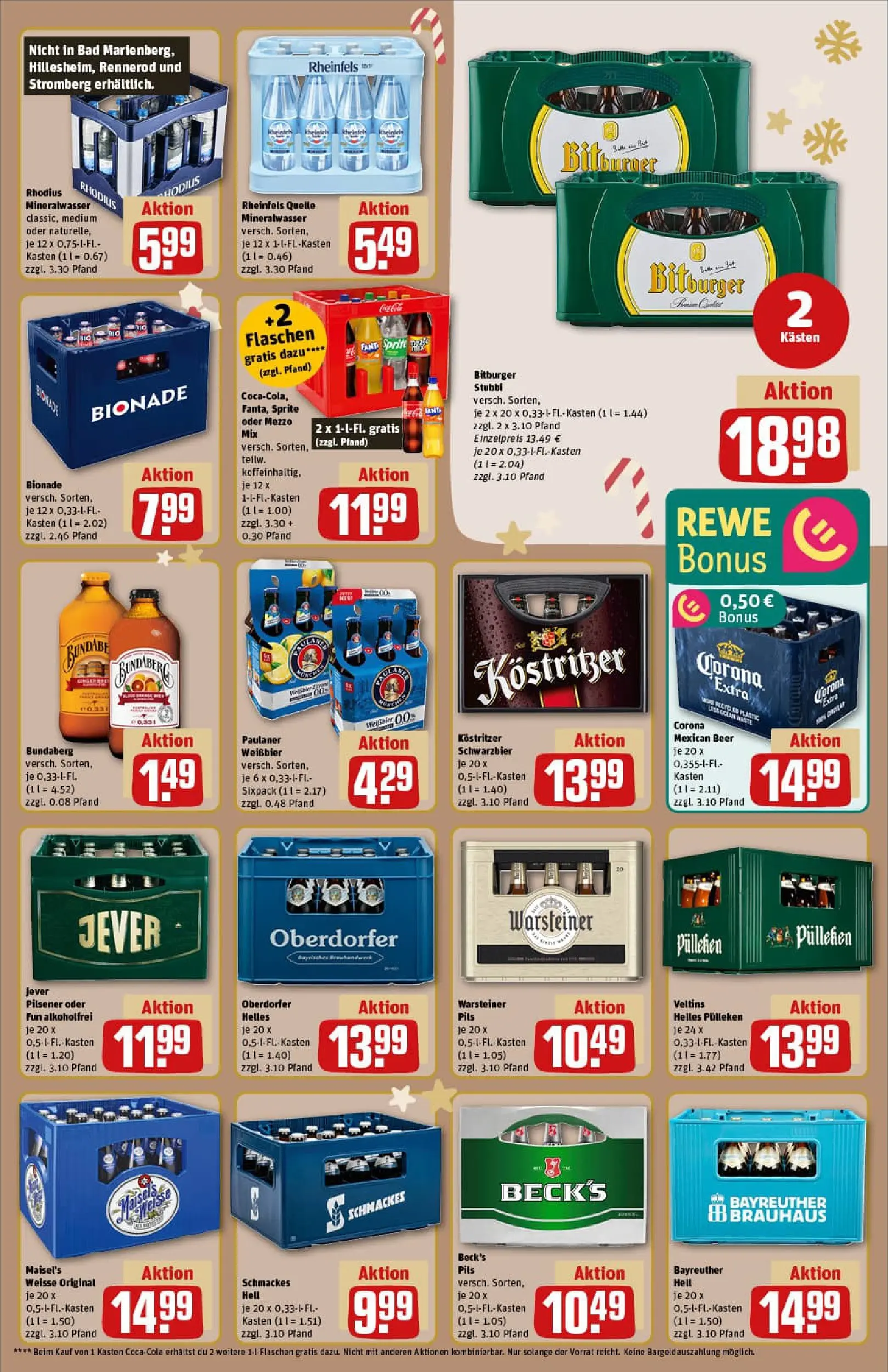 REWE Prospekt ab 01.12.2025 zum Blättern » Angebote | Seite: 23 | Produkte: Bitburger, Mezzo mix, Weißbier, Rheinfels quelle