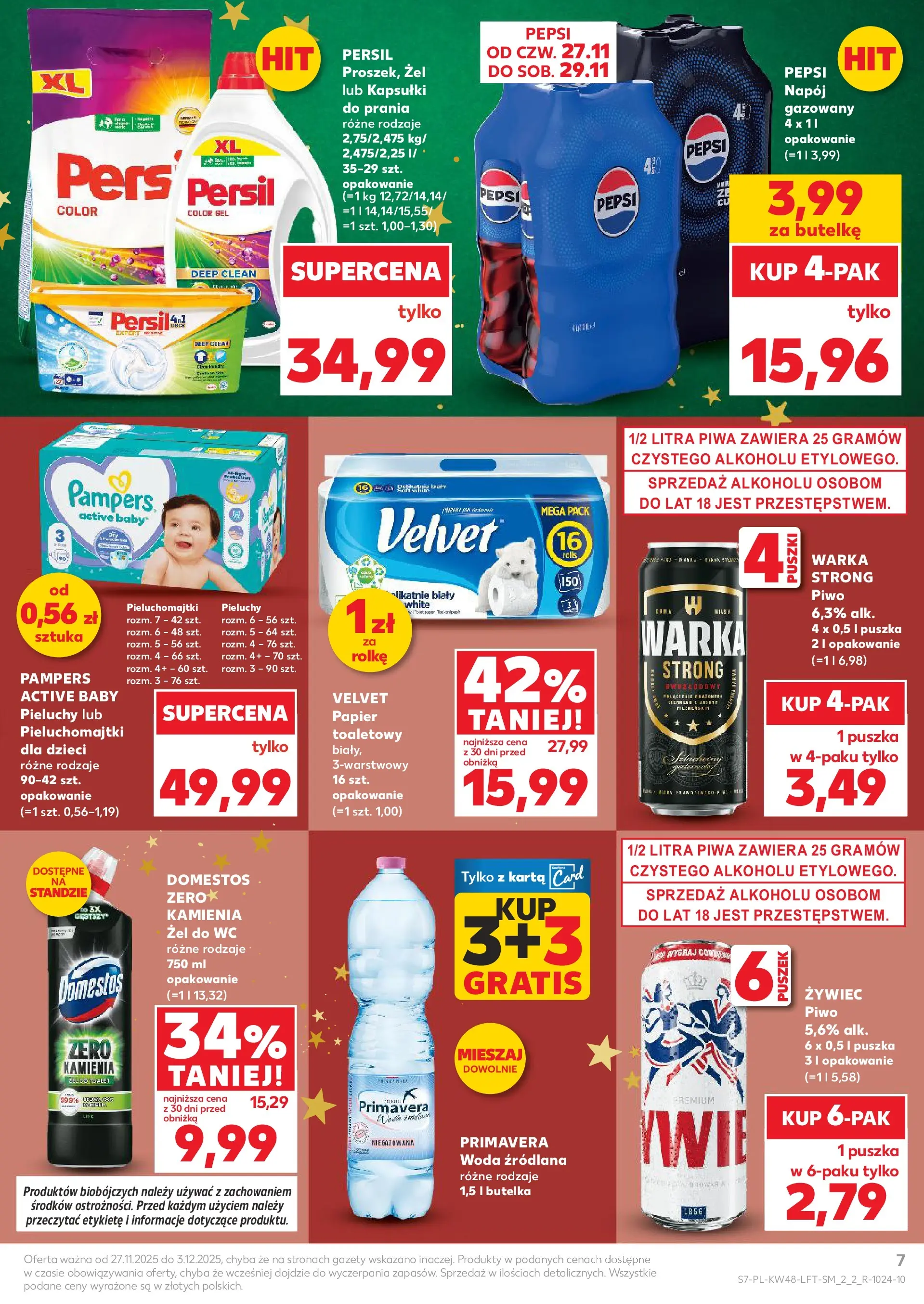Kaufland gazetka od 27.11.2025 - od jutra PDF | Strona: 7 | Produkty: Karta, Persil, Woda źródlana, Woda