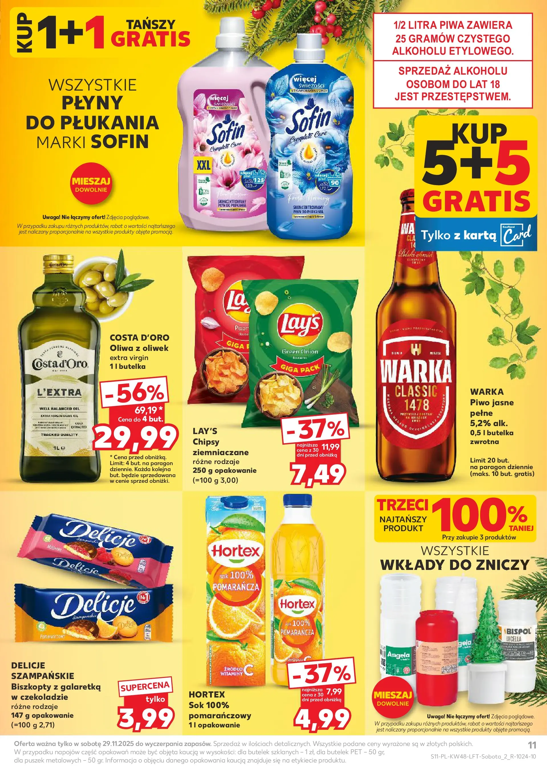 Kaufland gazetka od 27.11.2025 - od jutra PDF | Strona: 11 | Produkty: Wkłady do zniczy, Galaretka, Oliwa z oliwek, Warka