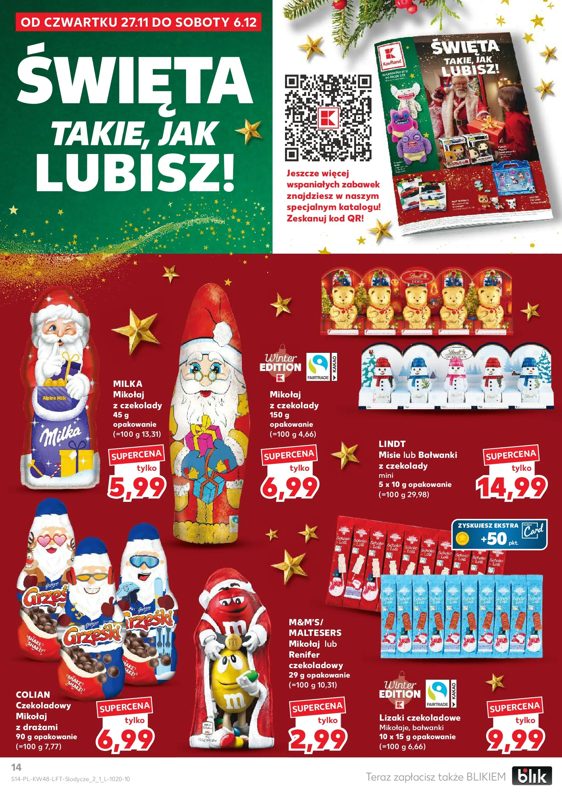 Kaufland gazetka od 27.11.2025 - od jutra PDF | Strona: 14 | Produkty: Czekolady, Maltesers, Kakao, Lizaki