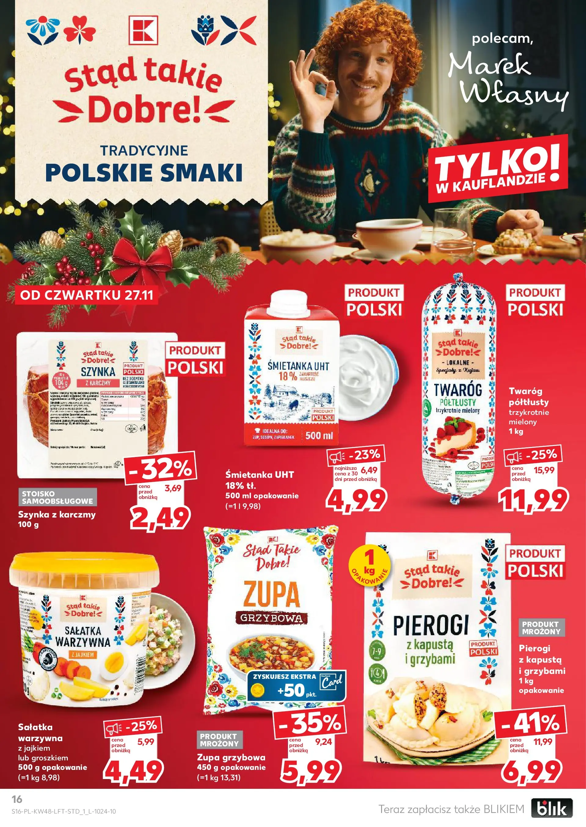 Kaufland gazetka od 27.11.2025 - od jutra PDF | Strona: 16 | Produkty: Kapusta, Pierogi, Szynka, Twaróg