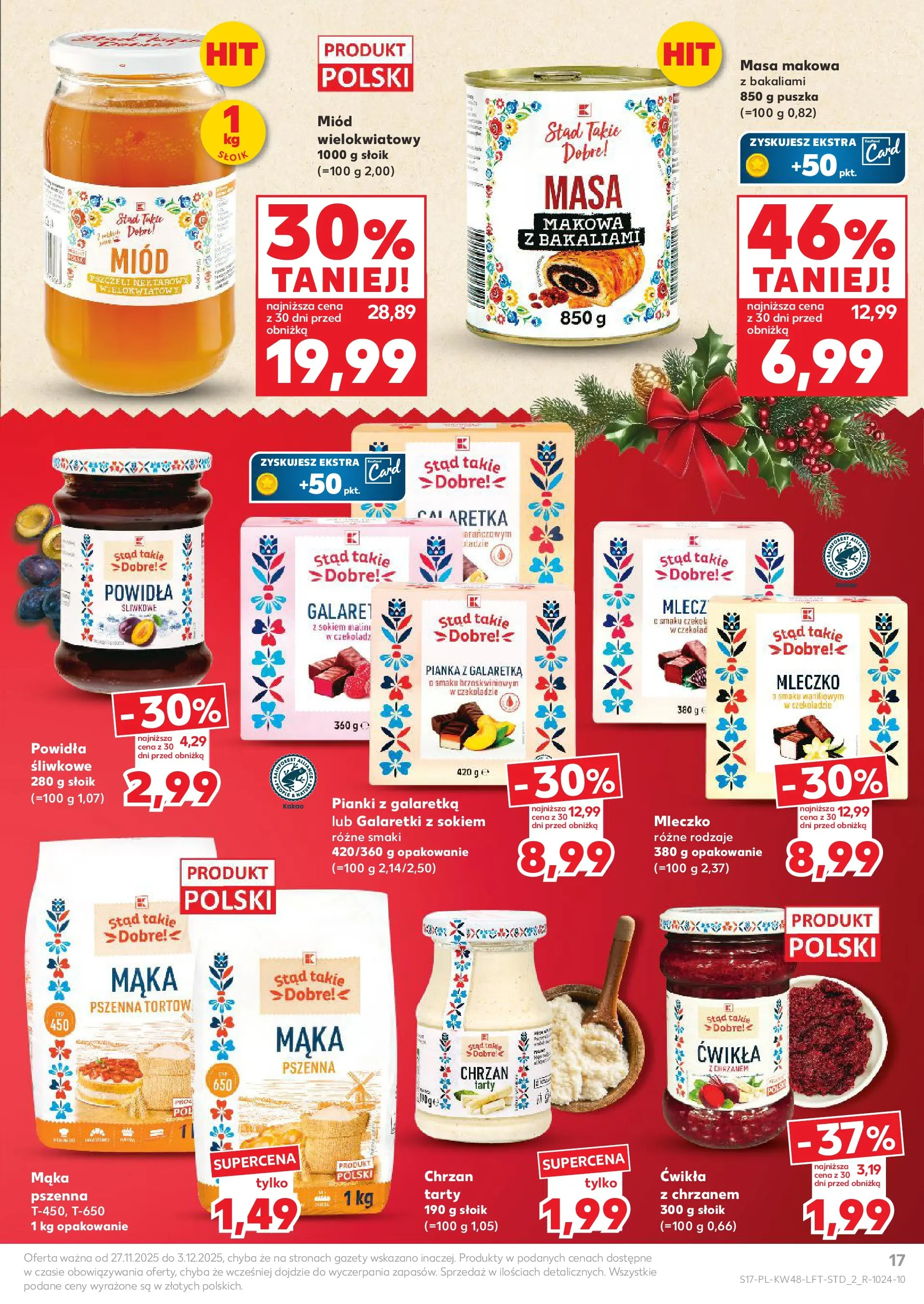 Kaufland gazetka od 27.11.2025 - od jutra PDF | Strona: 17 | Produkty: Miód, Galaretki, Masa makowa, Chrzan