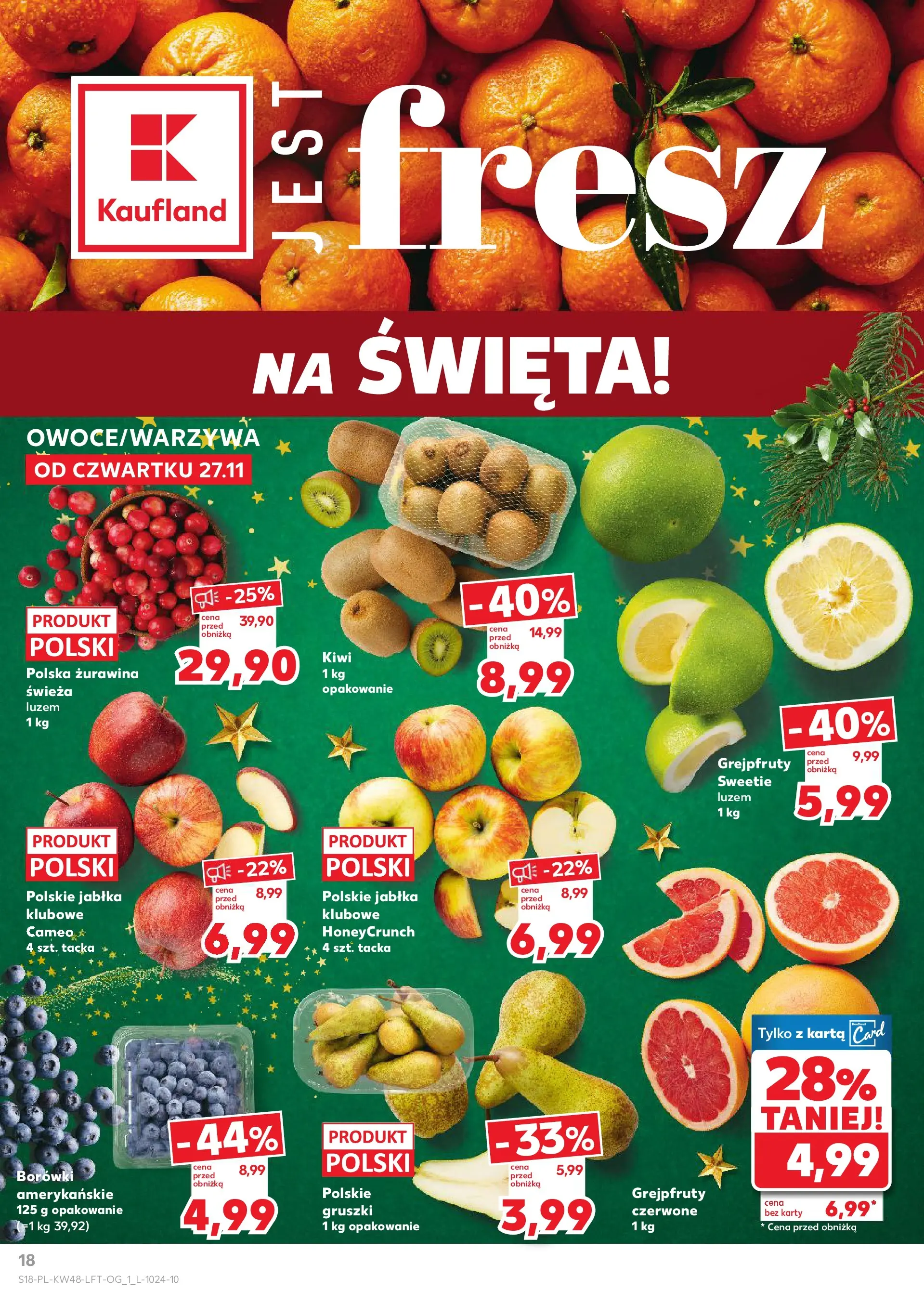Kaufland gazetka od 27.11.2025 - od jutra PDF | Strona: 18 | Produkty: Karta, Żurawina, Jabłka