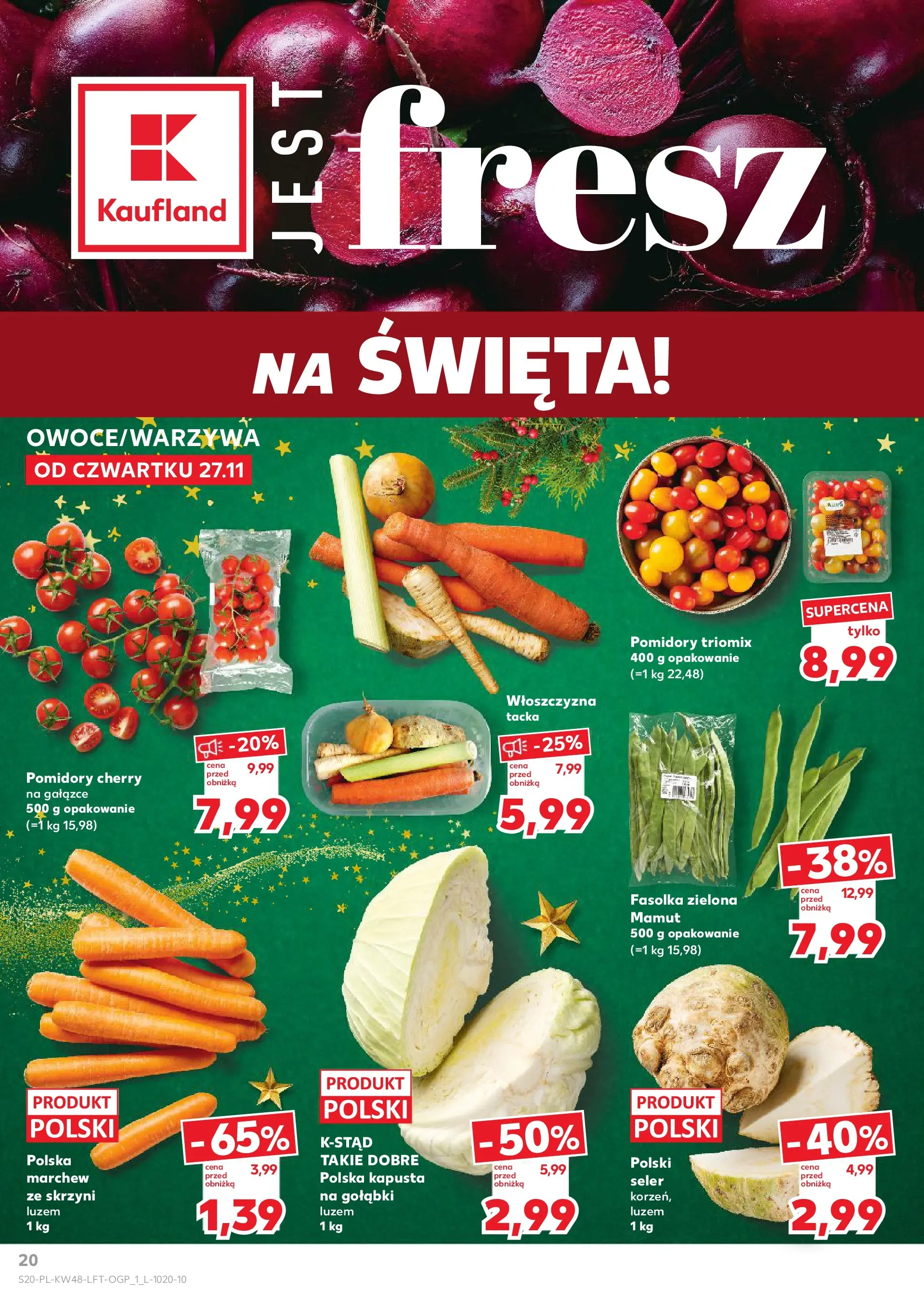 Kaufland gazetka od 27.11.2025 - od jutra PDF | Strona: 20 | Produkty: Kapusta, Pomidory