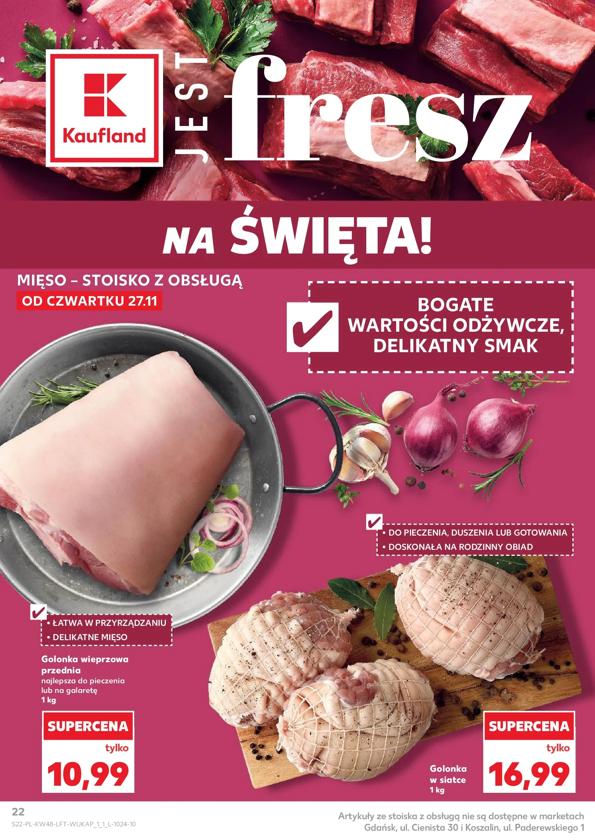 Kaufland gazetka od 27.11.2025 - od jutra PDF | Strona: 22 | Produkty: Mięso, Golonka wieprzowa