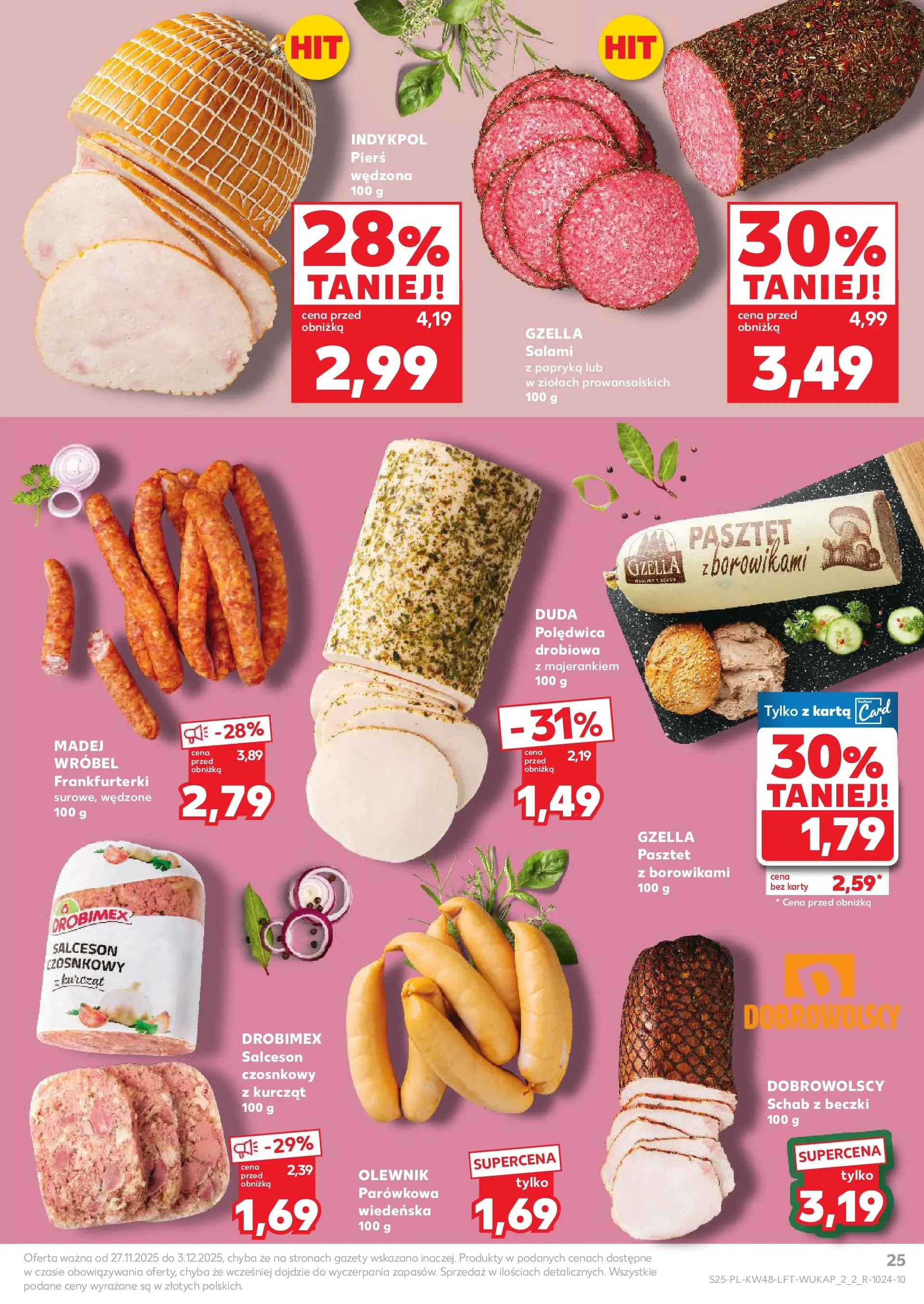 Kaufland gazetka od 27.11.2025 - od jutra PDF | Strona: 25 | Produkty: Karta, Schab, Papryka, Salami