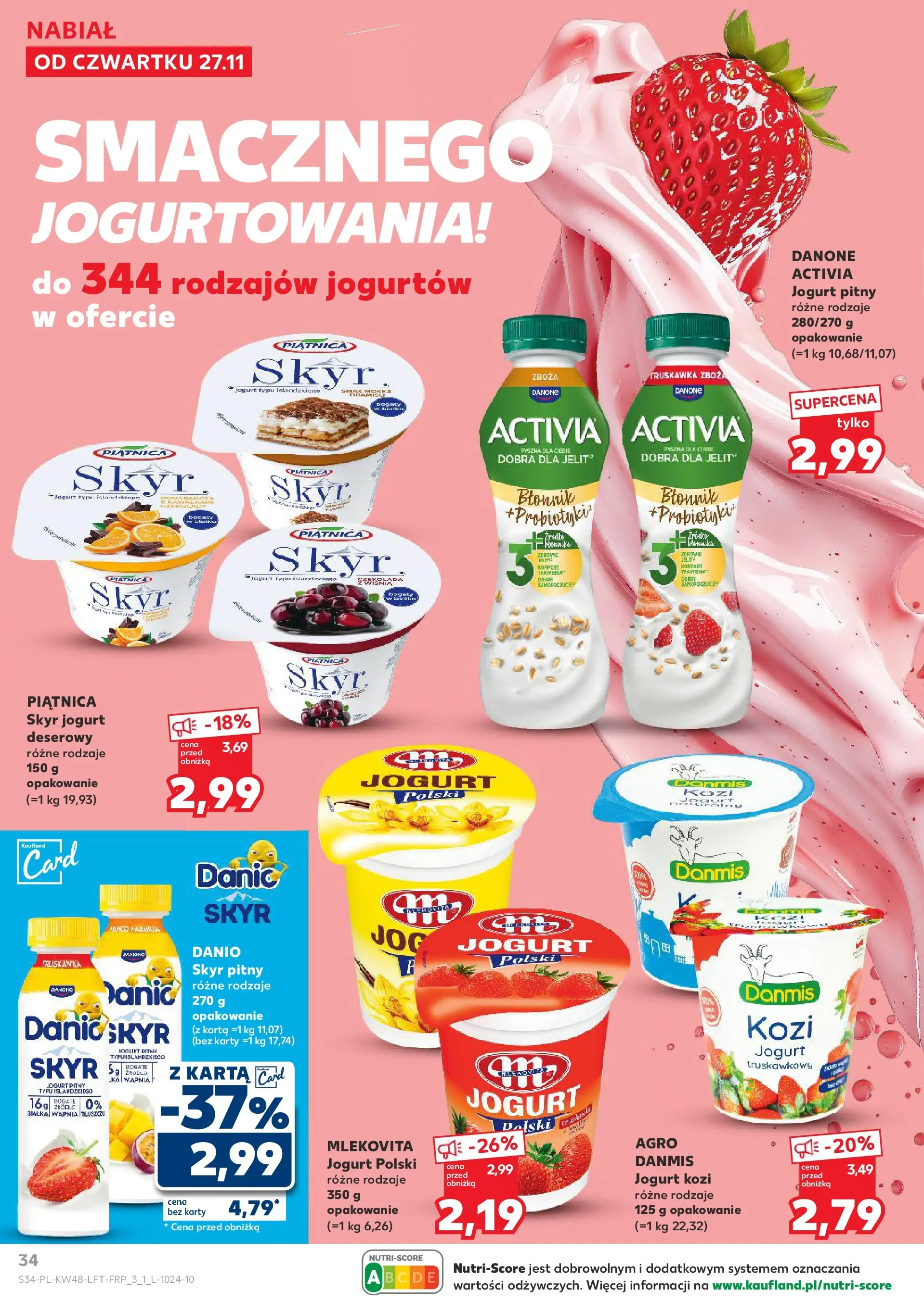 Kaufland gazetka od 27.11.2025 - od jutra PDF | Strona: 34 | Produkty: Karta, Tiramisu, Jogurt, Skyr