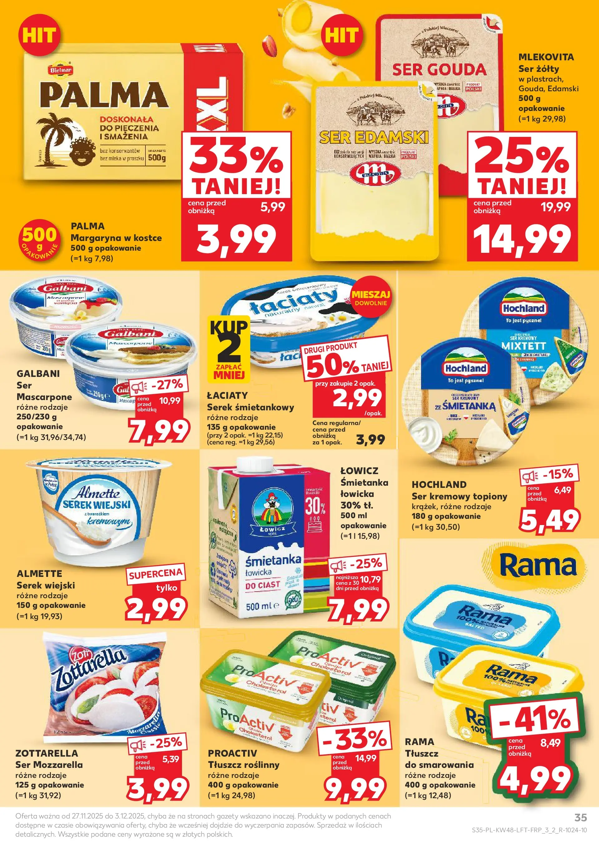 Kaufland gazetka od 27.11.2025 - od jutra PDF | Strona: 35 | Produkty: Mascarpone, Ser, Ser edamski, Ser gouda