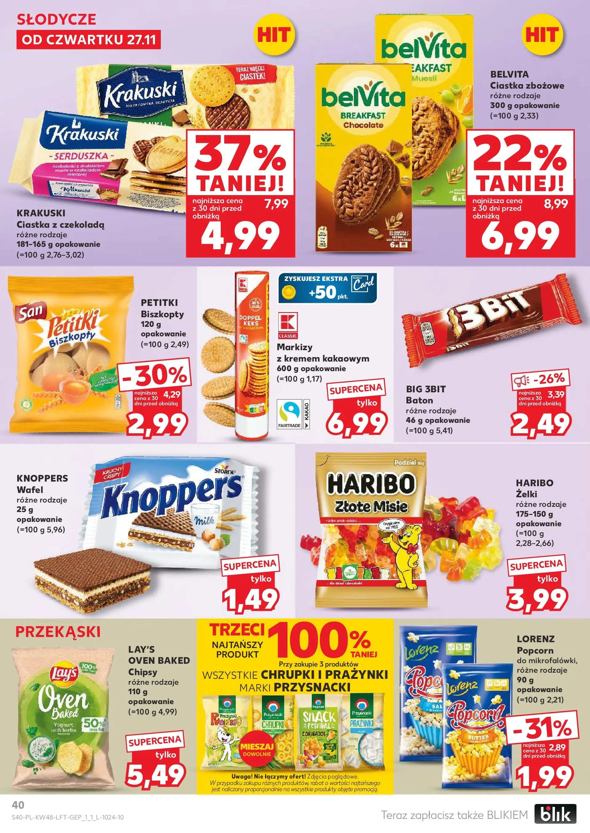 Kaufland gazetka od 27.11.2025 - od jutra PDF | Strona: 40 | Produkty: Belvita, Chipsy, Chrupki, Ciastka
