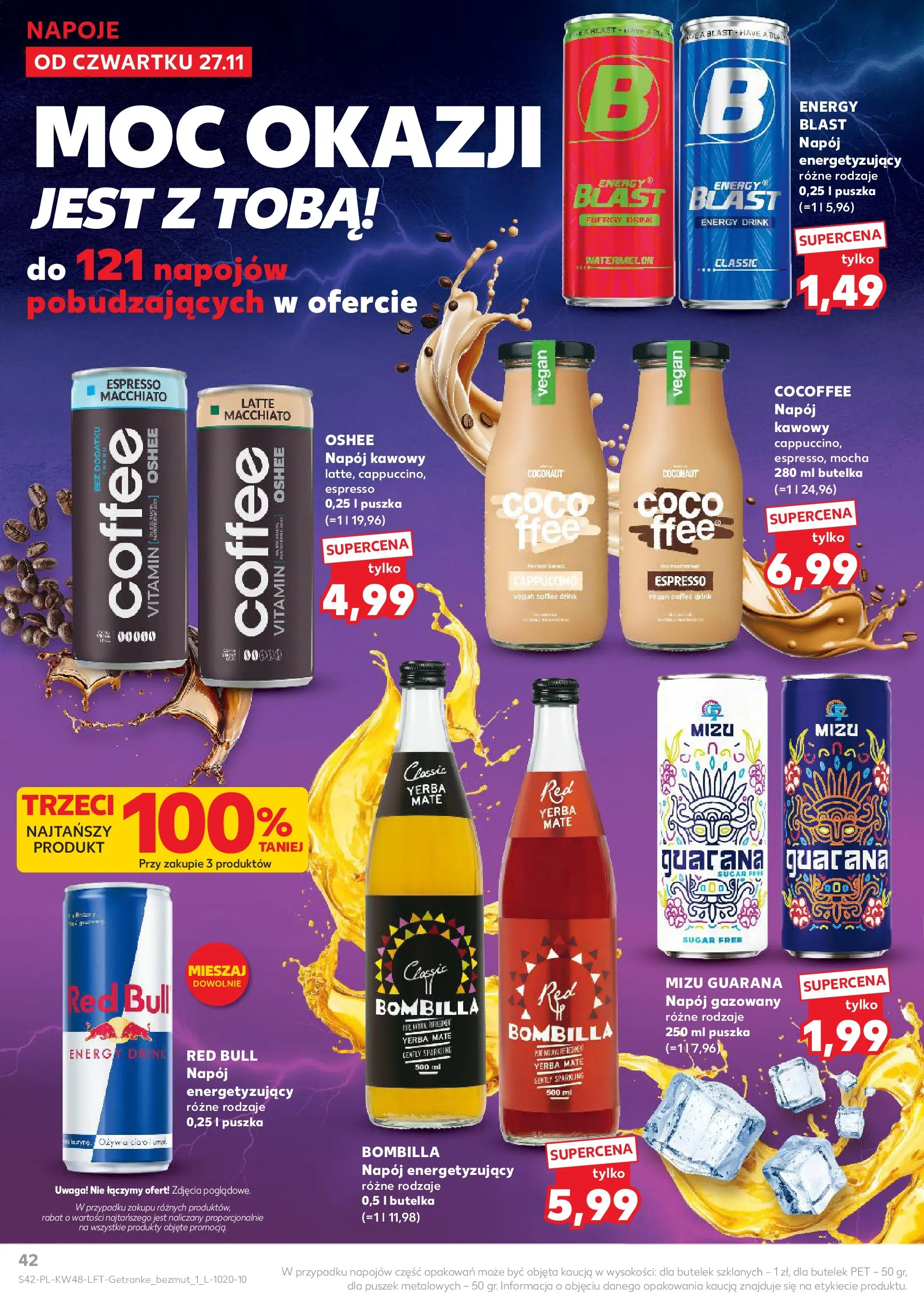 Kaufland gazetka od 27.11.2025 - od jutra PDF | Strona: 42 | Produkty: Red bull, Napoje, Cappuccino, Yerba mate