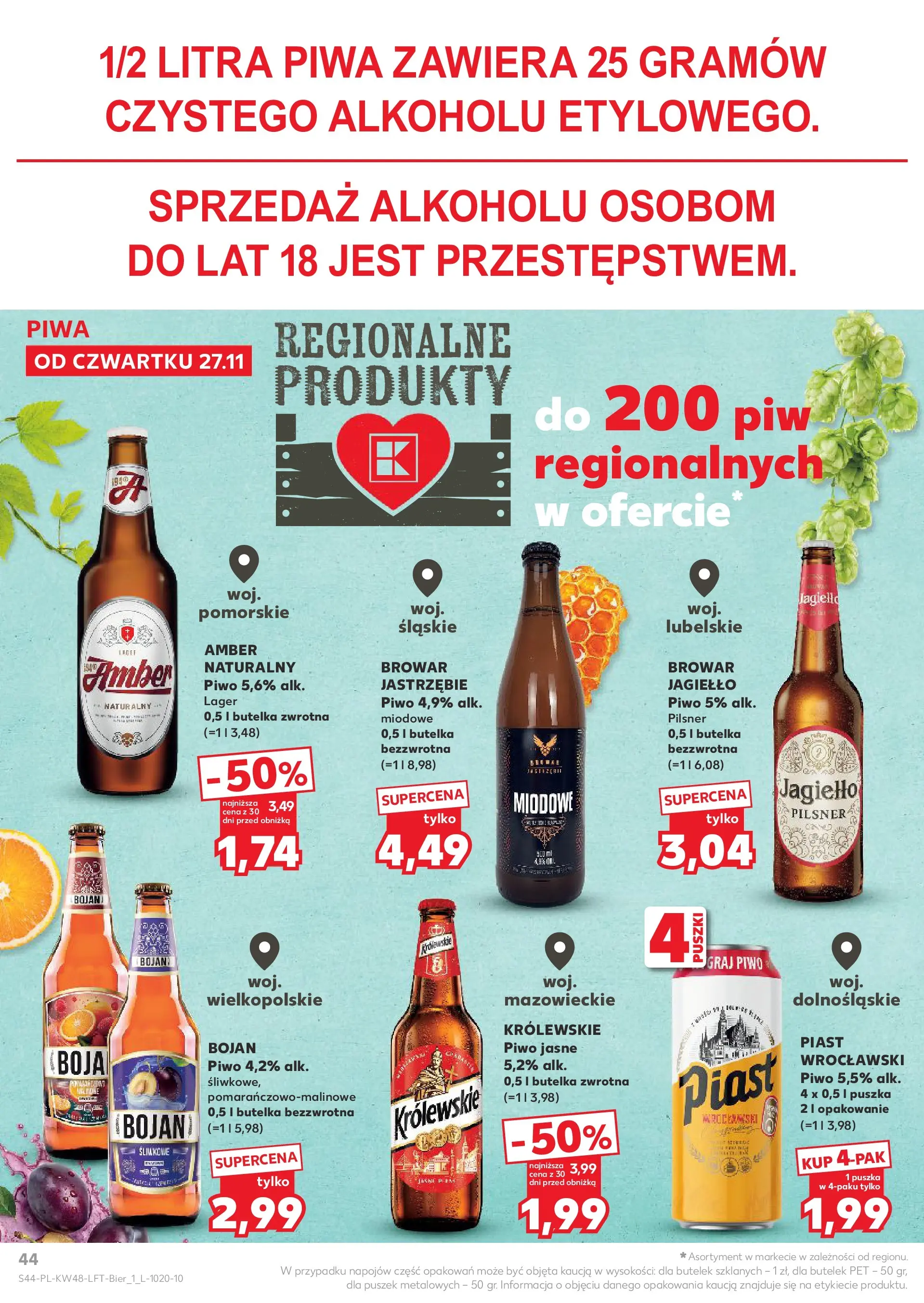 Kaufland gazetka od 27.11.2025 - od jutra PDF | Strona: 44 | Produkty: Miód, Piwo